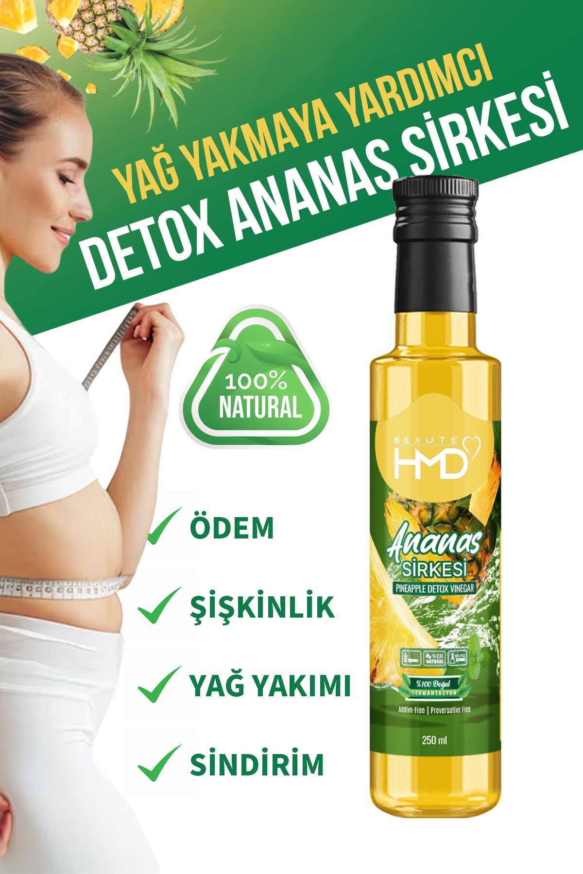 detox ananas sirkesi 250 ml