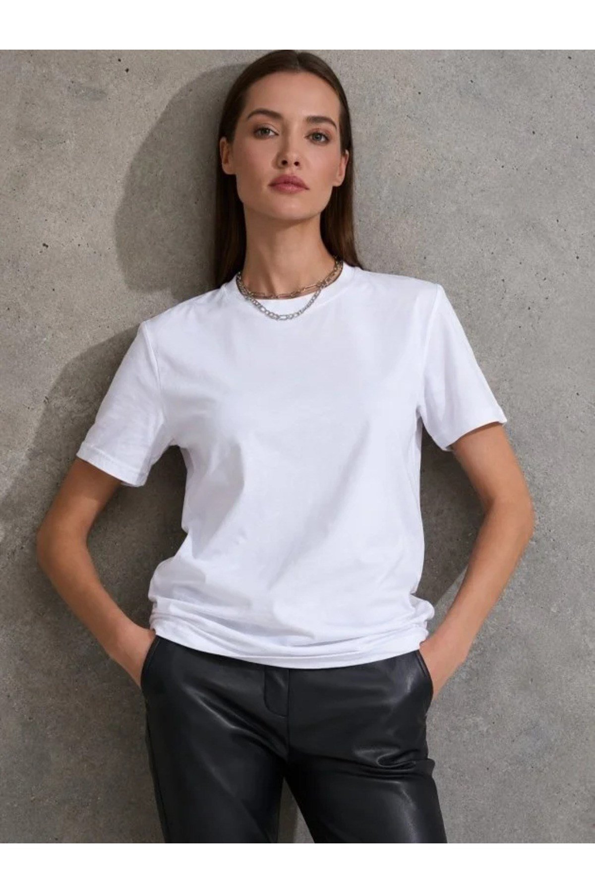 Unisex Kısa Kollu Bisiklet Yaka Basic Viskon Bluz