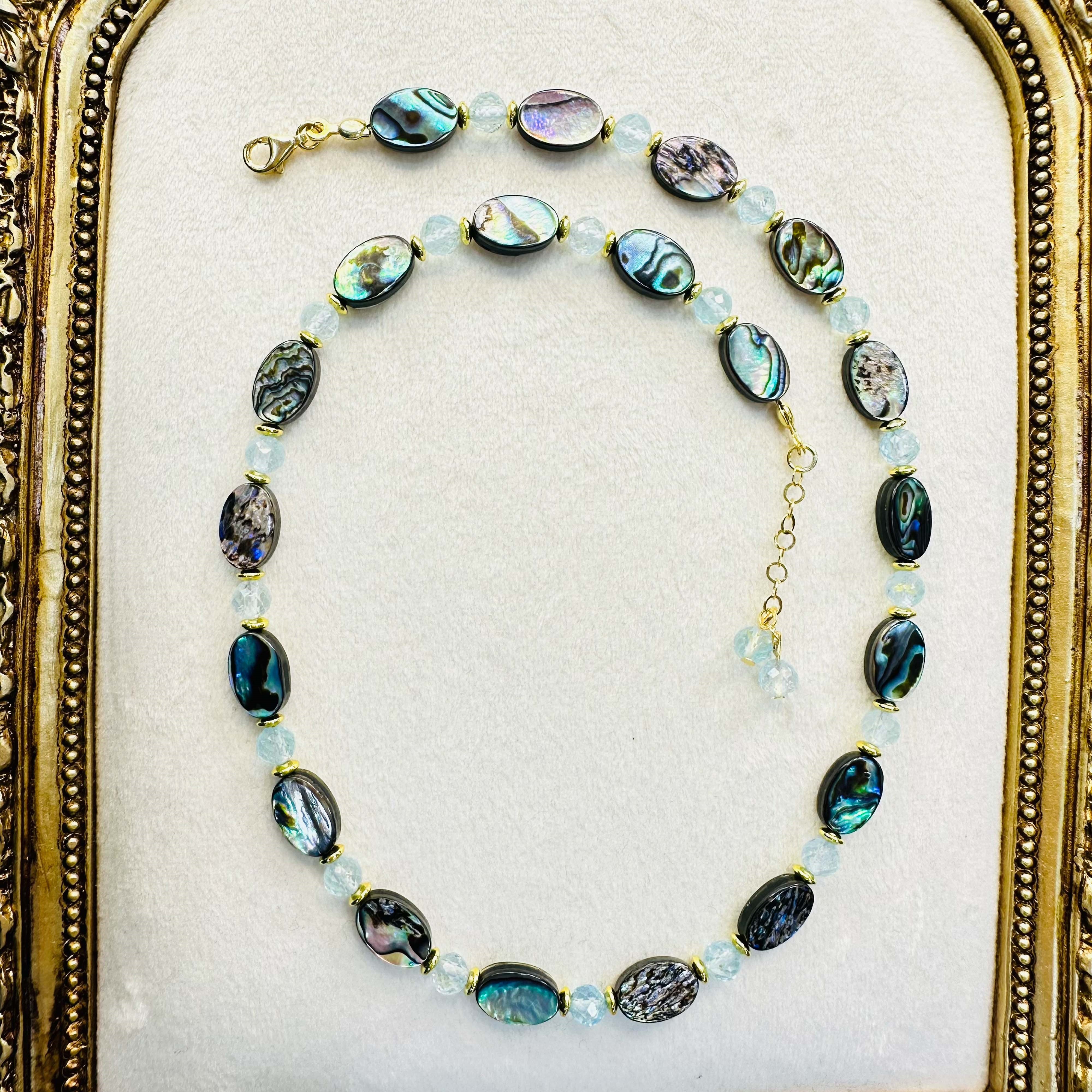 Abalon Sedef Topaz ve Hematit Kolye Bileklik Set