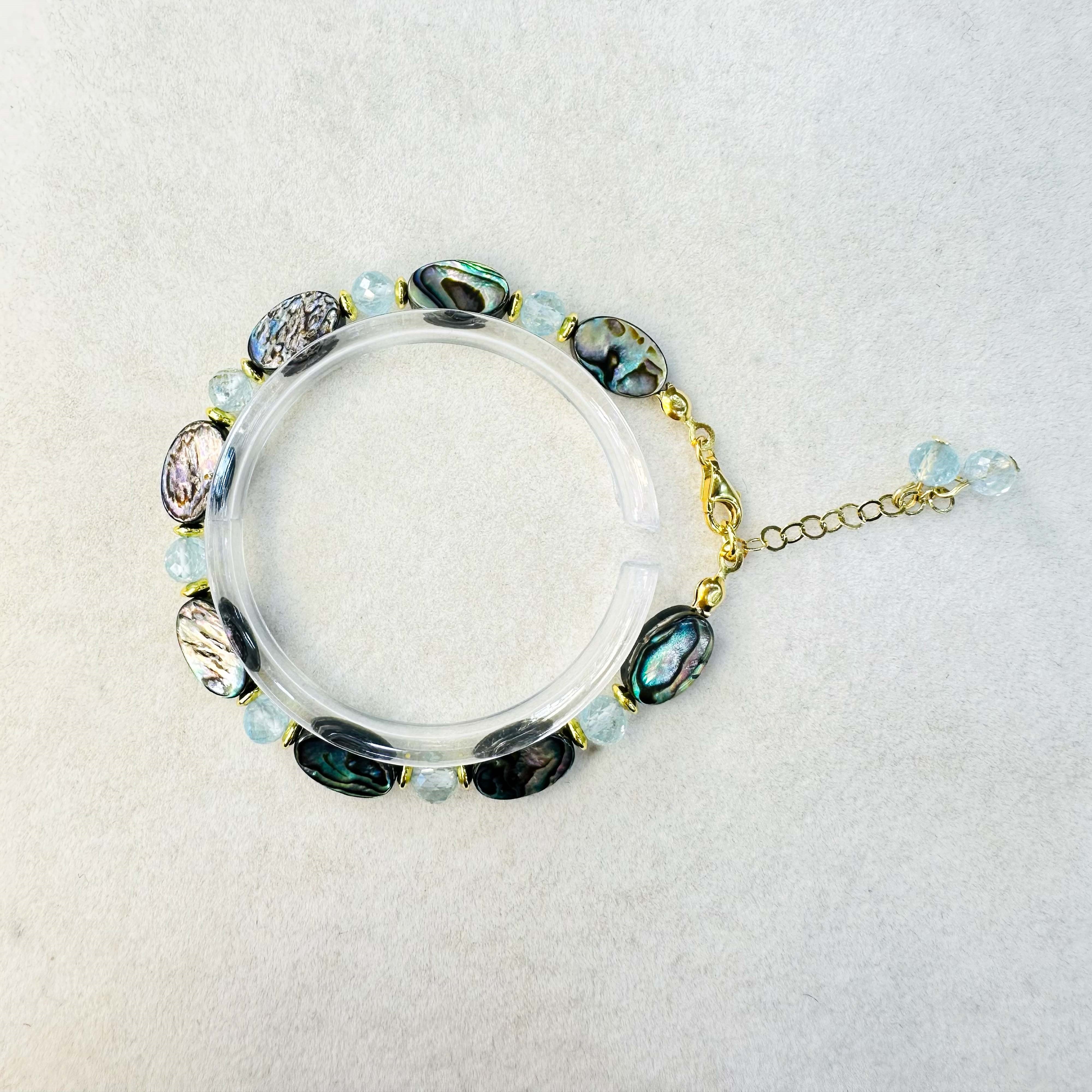 Abalon Sedef Topaz ve Hematit Kolye Bileklik Set