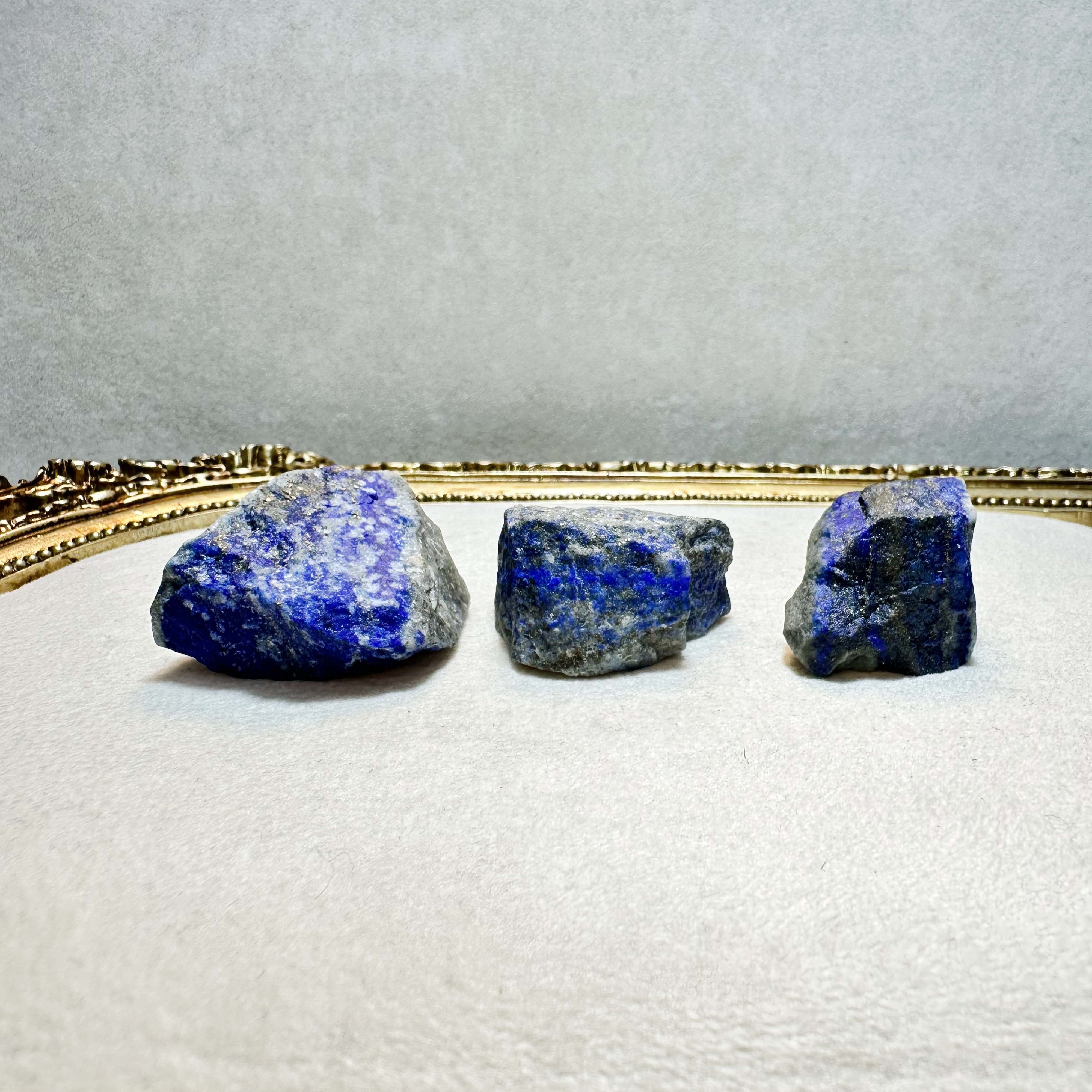 Afganistan Lapis Lazuli 3’lü Doğal Taş Set | Dota Mineral