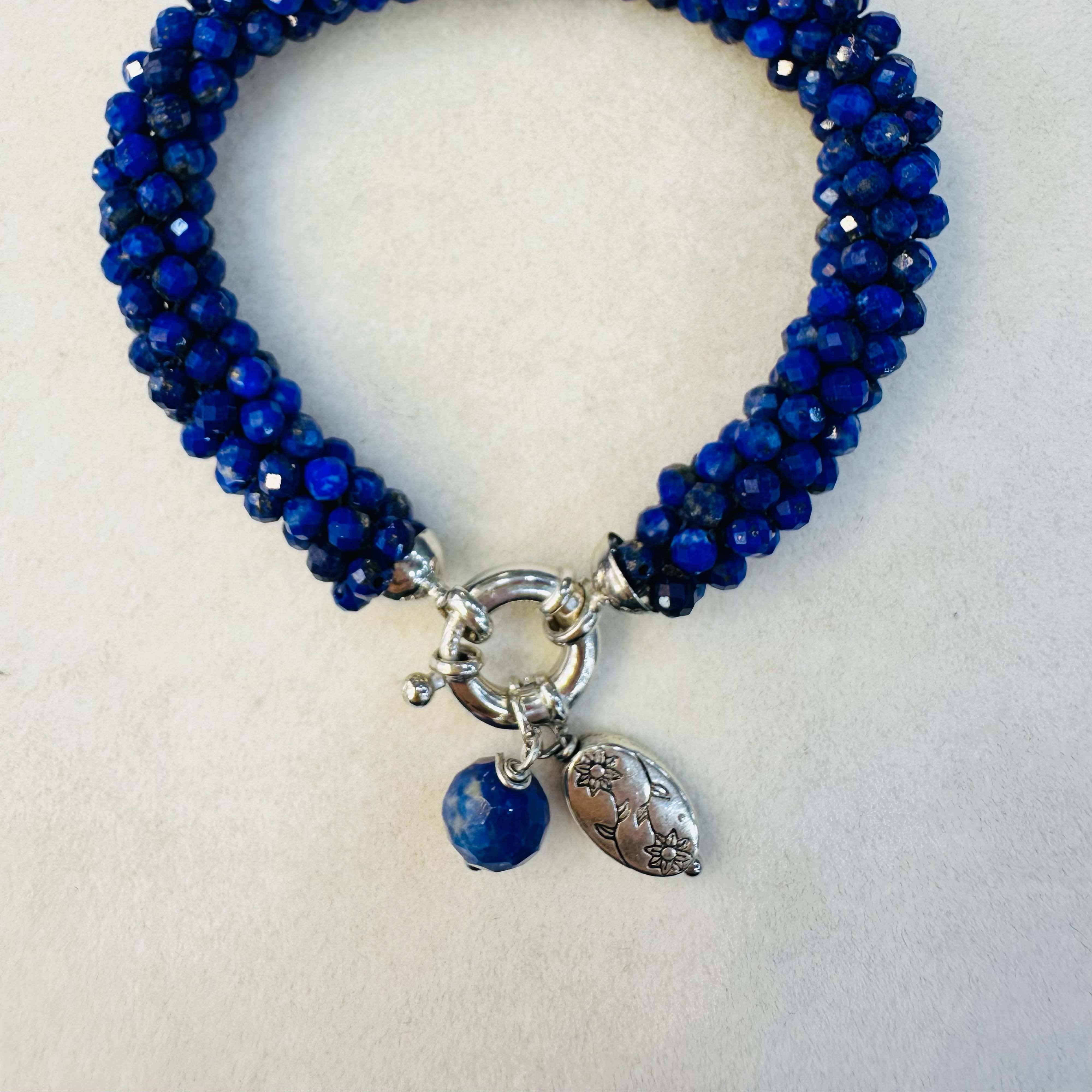 Afganistan Lapis Lazuli 925 Ayar Gümüş Bileklik