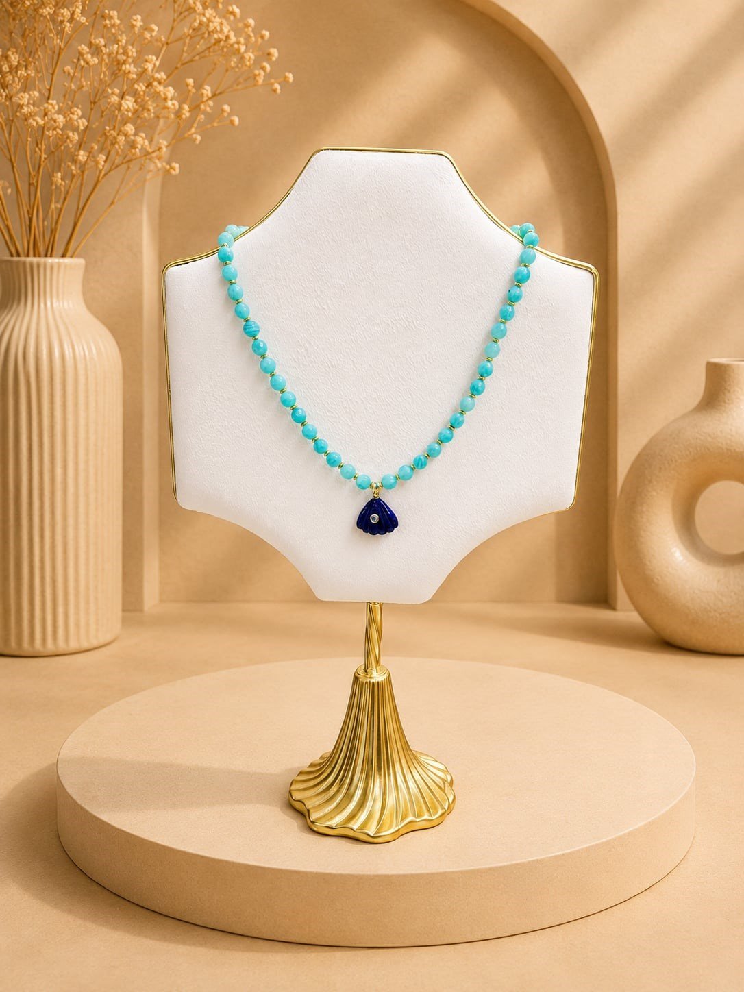 Amazonit Lapis Lazuli Kolye 50 cm 8 mm | Doğal Taş Kolye