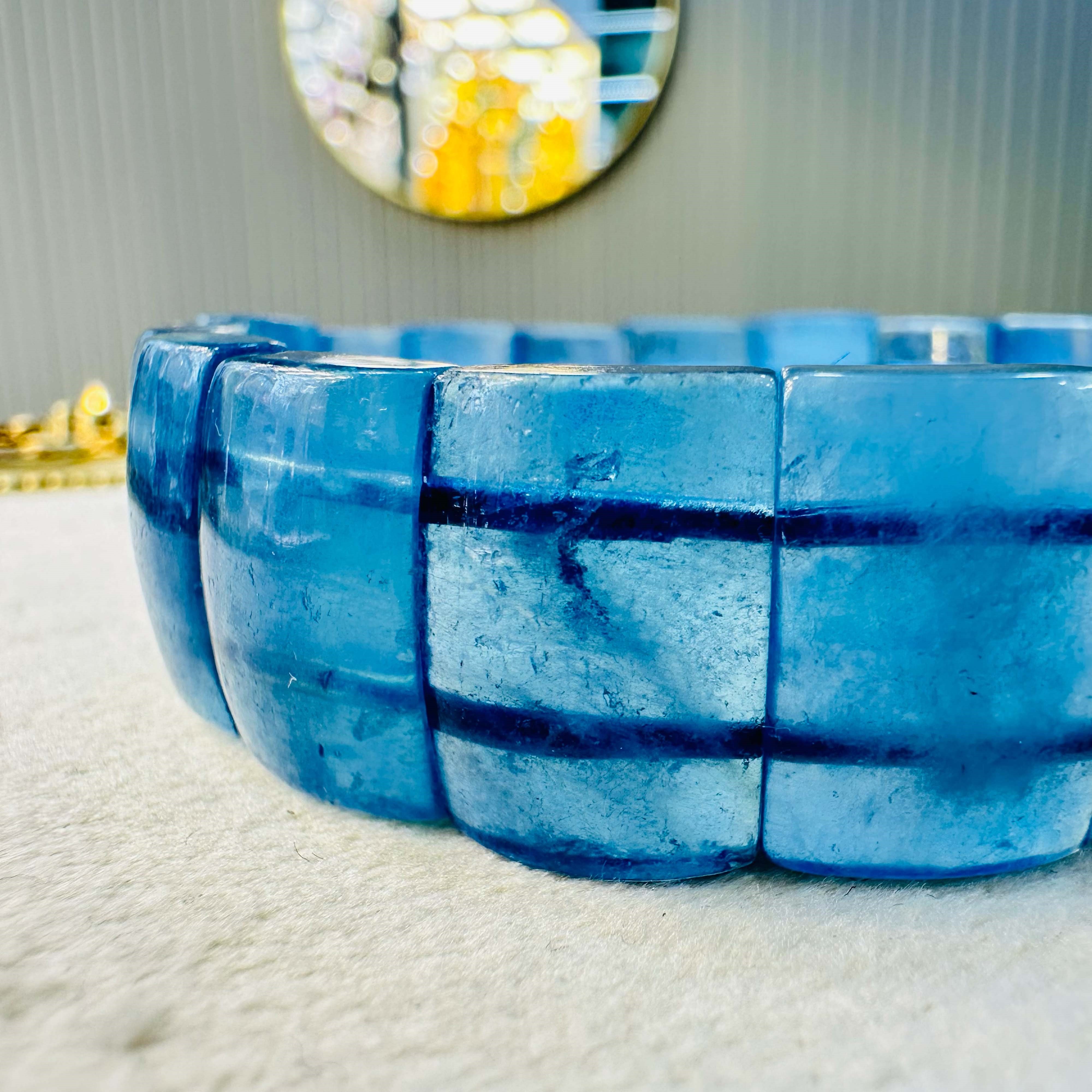 Aquamarine Bileklik | Afganistan Menşeli | Doğal Taş | 15 mm