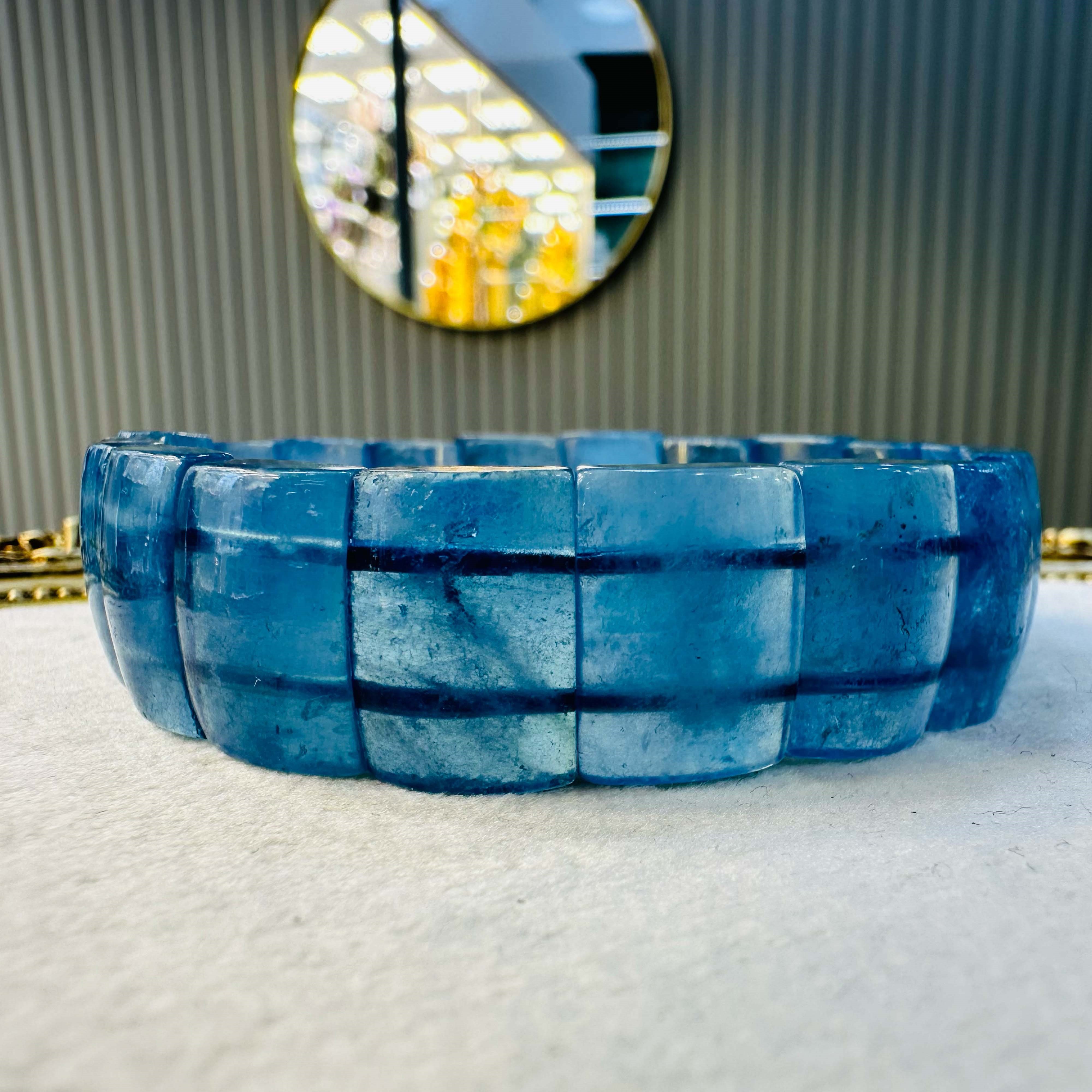 Aquamarine Bileklik | Afganistan Menşeli | Doğal Taş | 15 mm