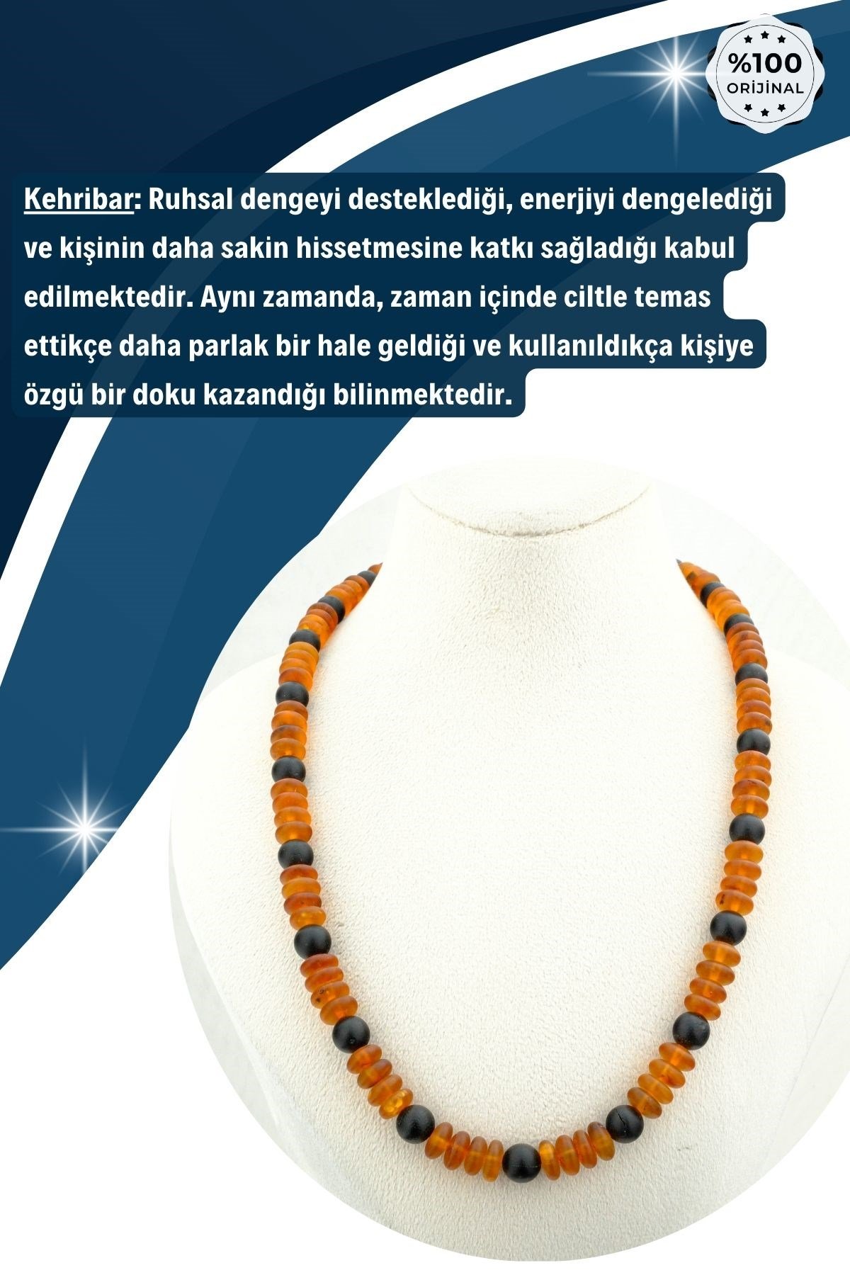 Damla Kehribar Kolye %100 Garantili Pul Kesim iki Renkli Boğa,İkizler,Aslan,Terazi,Kova -45cm