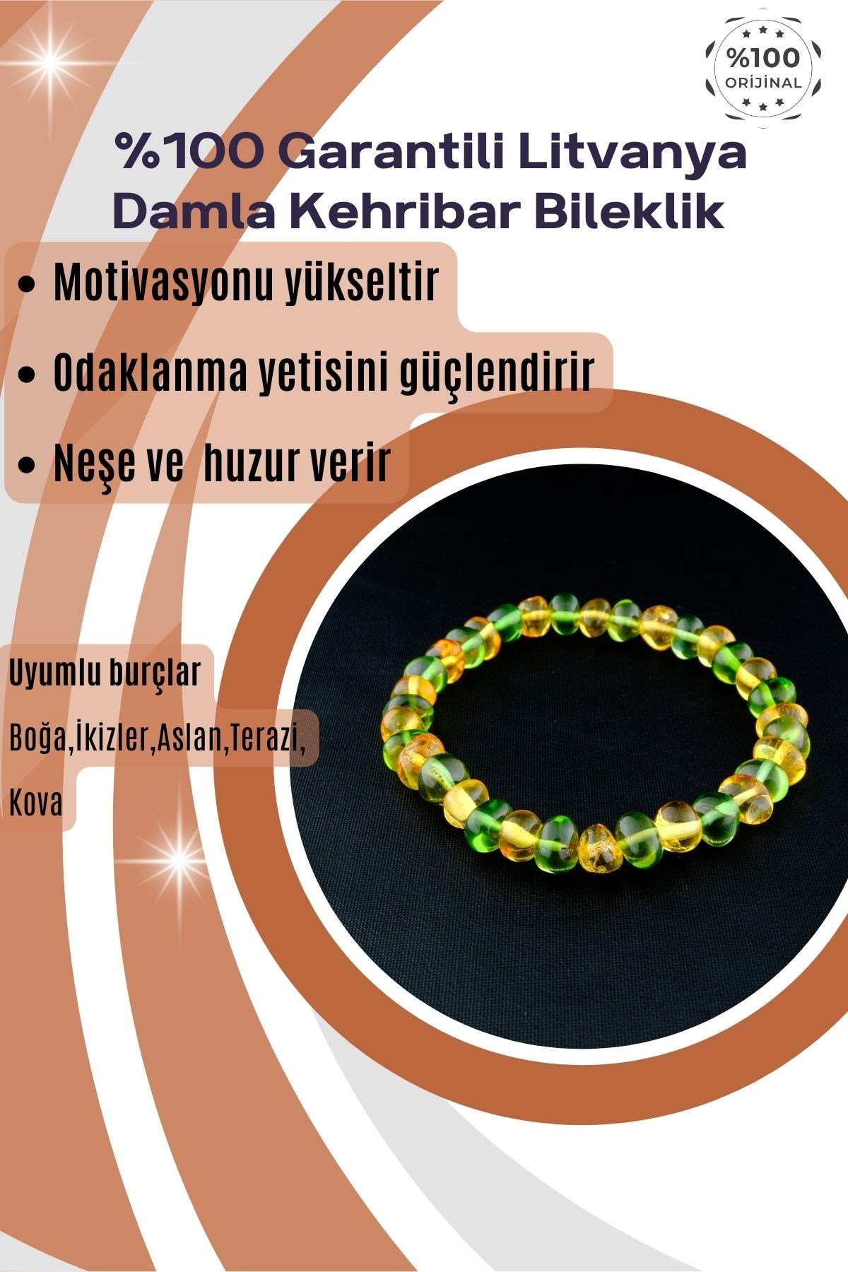 Kehribar Bileklik %100 Garantili Litvanya
