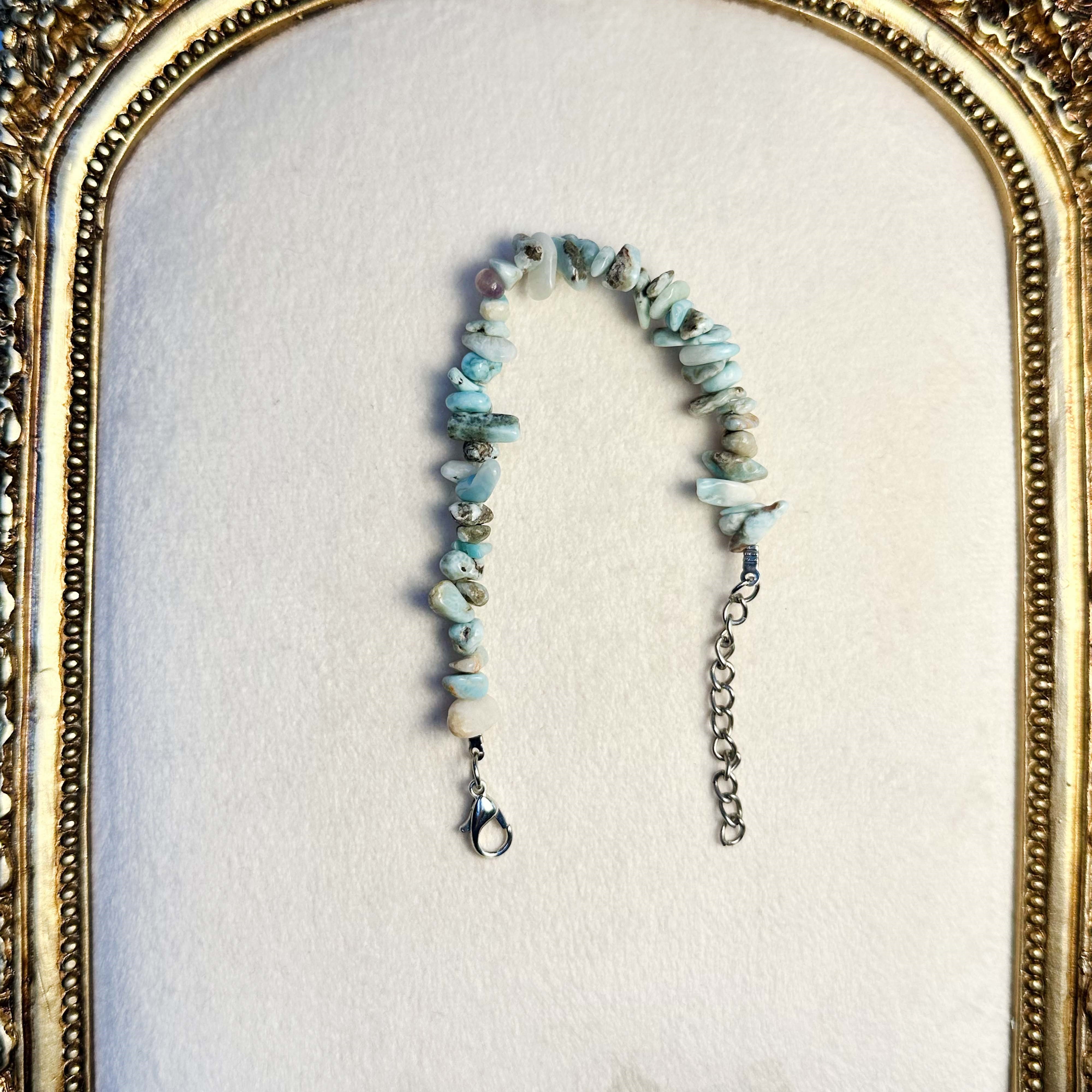 Larimar Çakıl Bileklik 19 cm – 5 mm Doğal Taş Bileklik