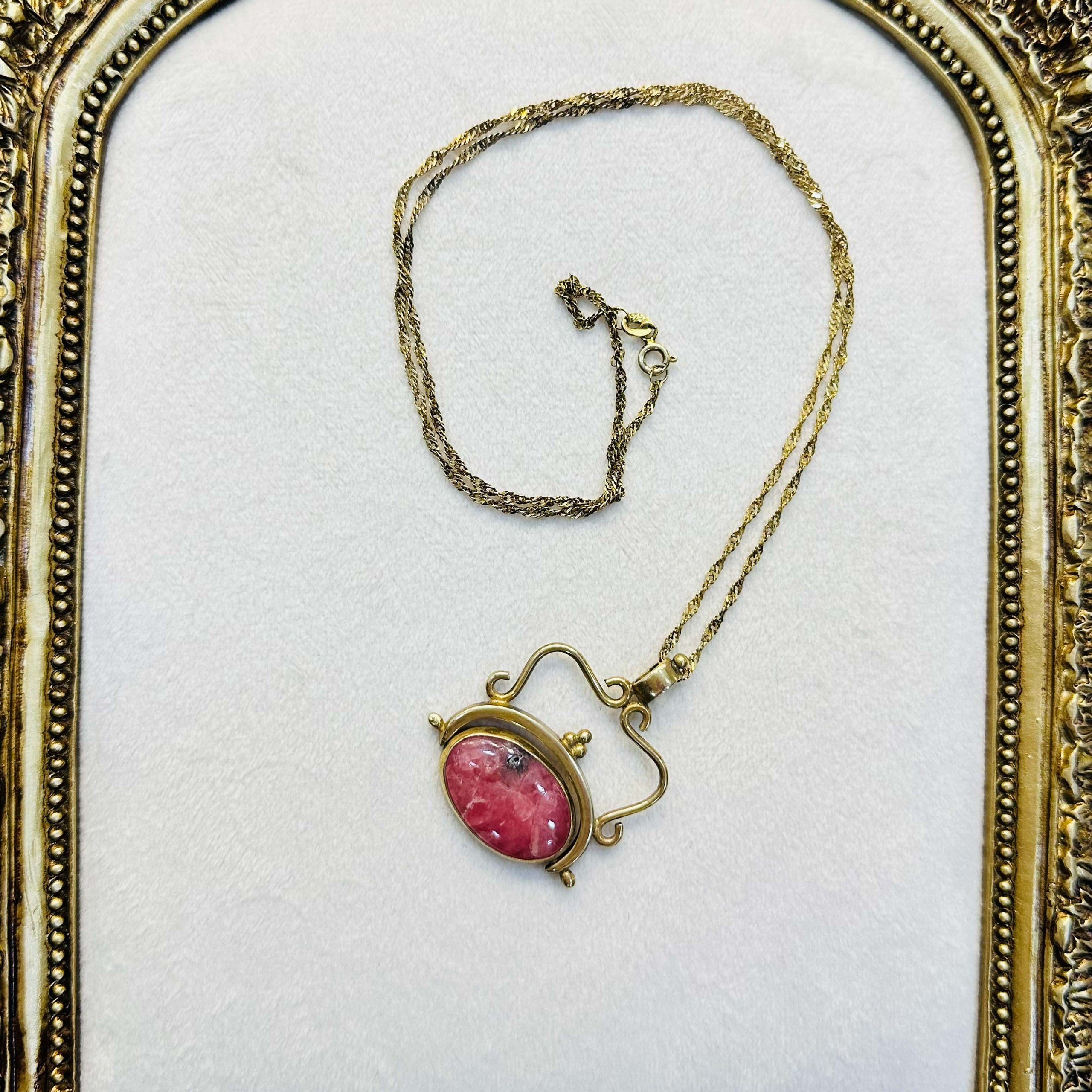 Pembe Rodokrozit Taşı 925 Ayar Gümüş Kolye | Dota Mineral