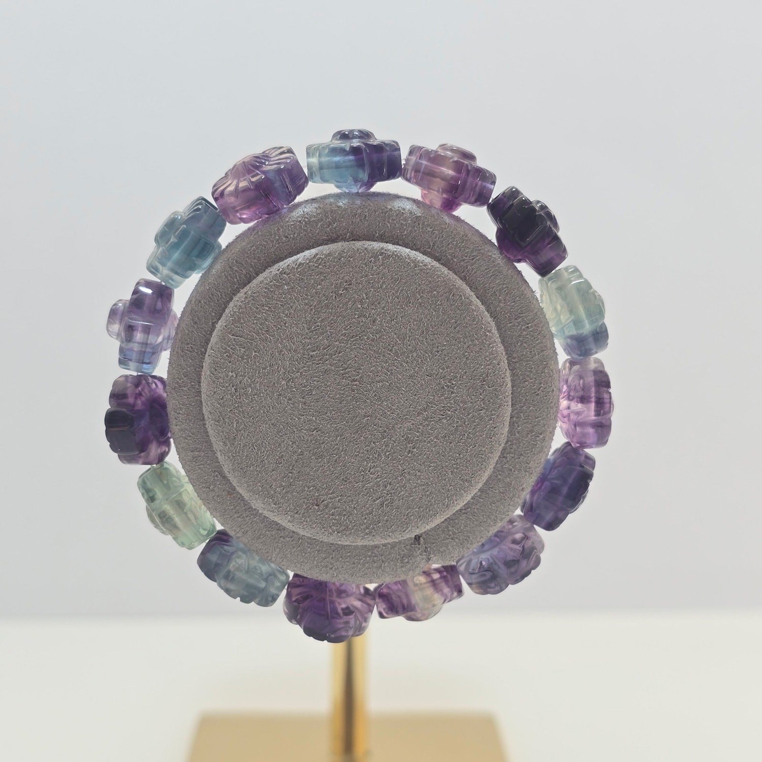 Rainbow Florit Carving Özel İşçilik Doğaltaş Bileklik