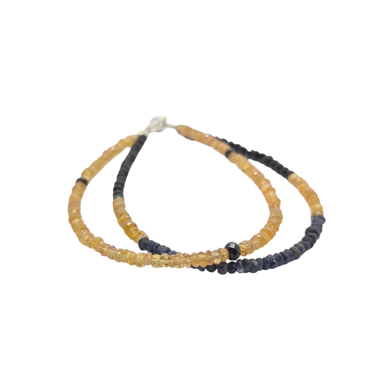 Safir - Siyah Turmalin (1-2mm) Özel Tasarım Doğal Taş Bileklik