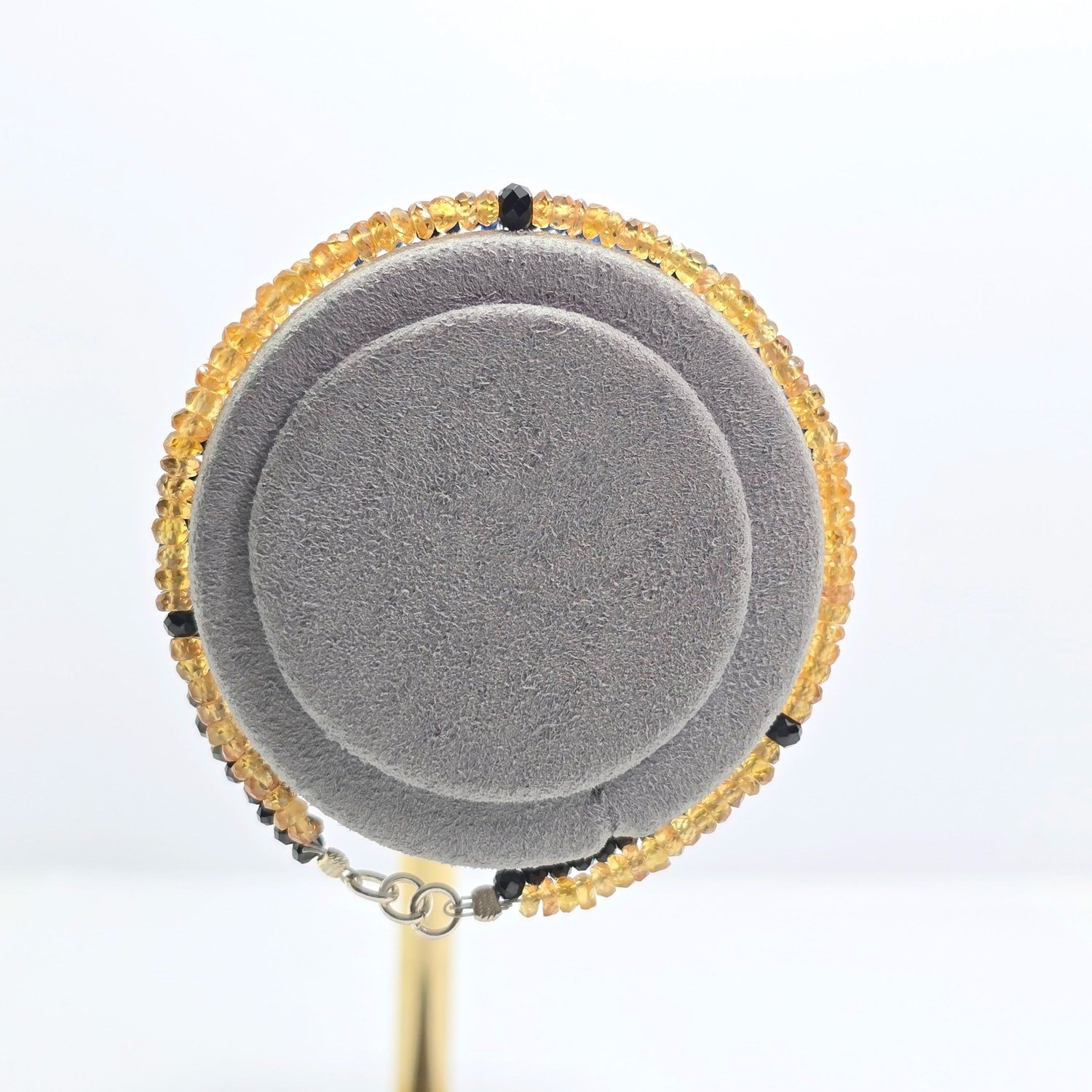 Safir - Siyah Turmalin (1-2mm) Özel Tasarım Doğal Taş Bileklik