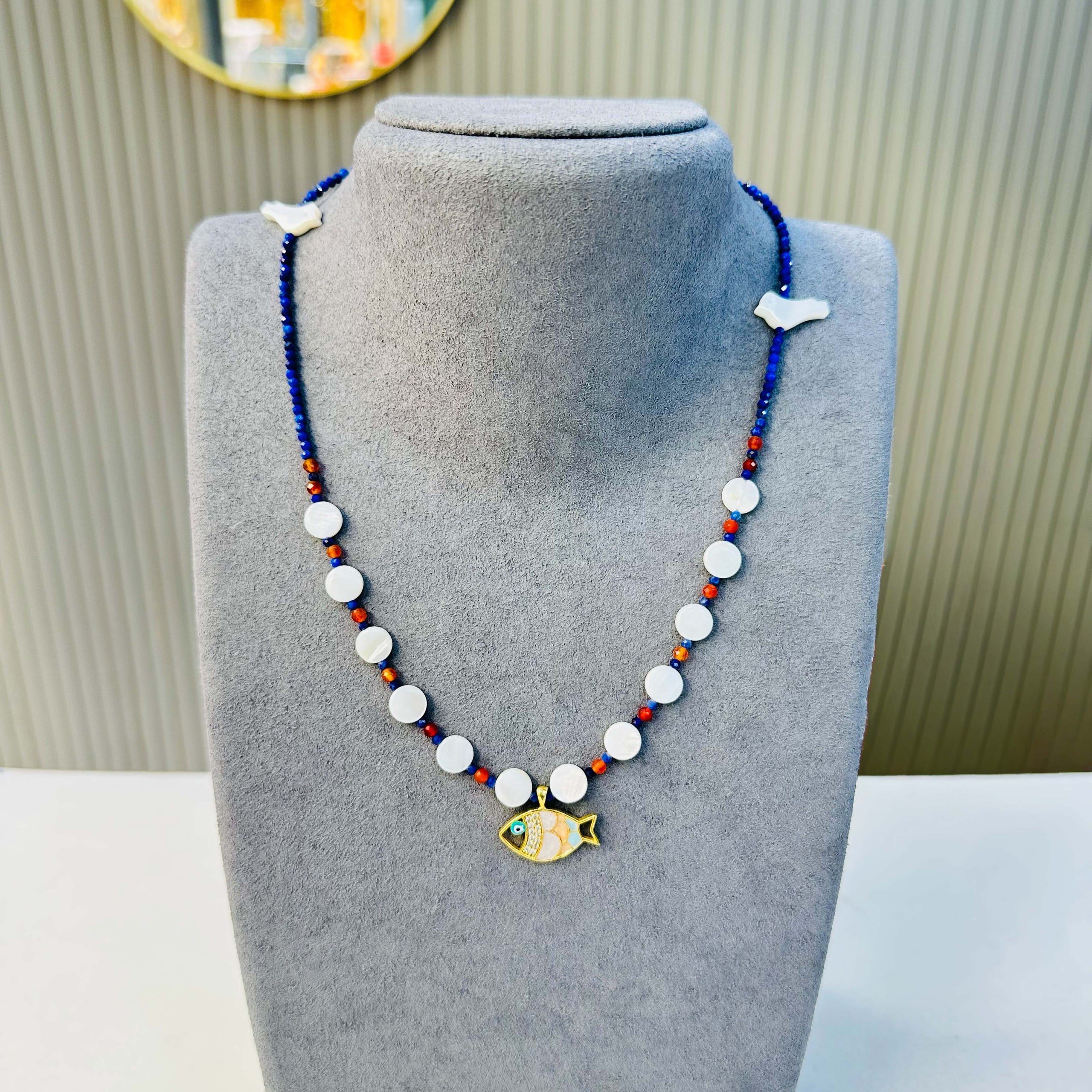 Sedef Lapis Garnet Kolye