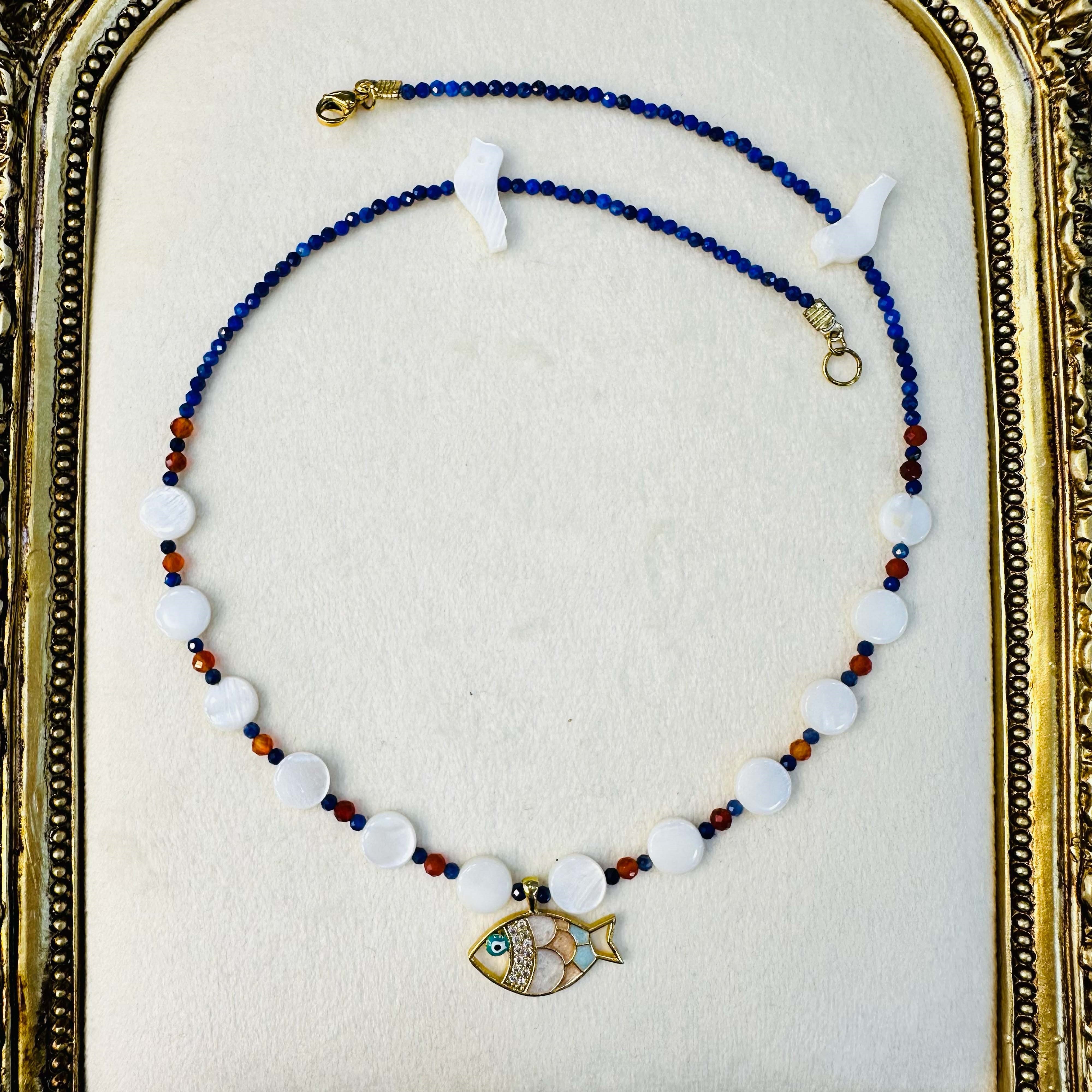 Sedef Lapis Garnet Kolye
