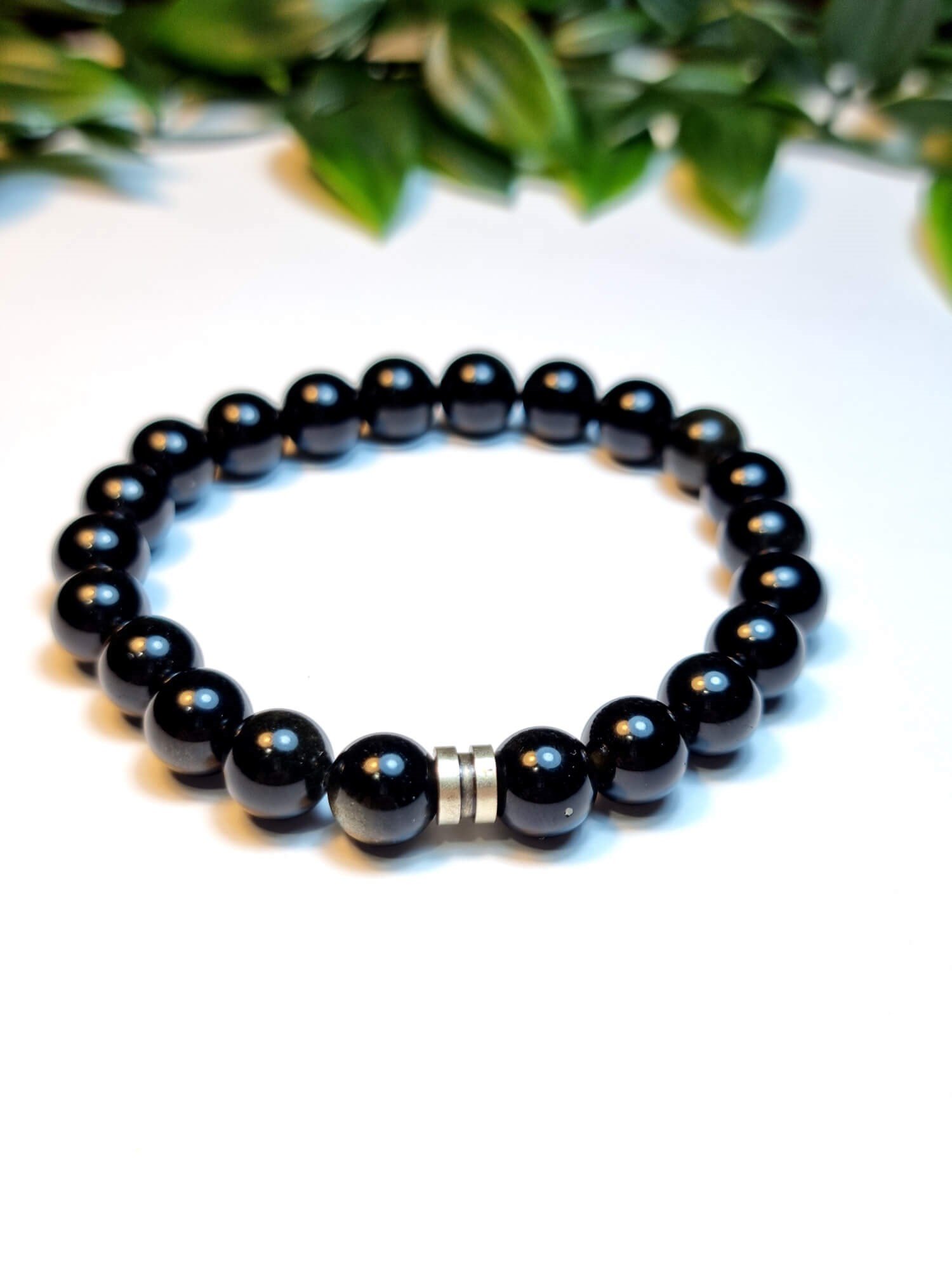 Siyah Obsidyen %100 Doğal Taş Bileklik