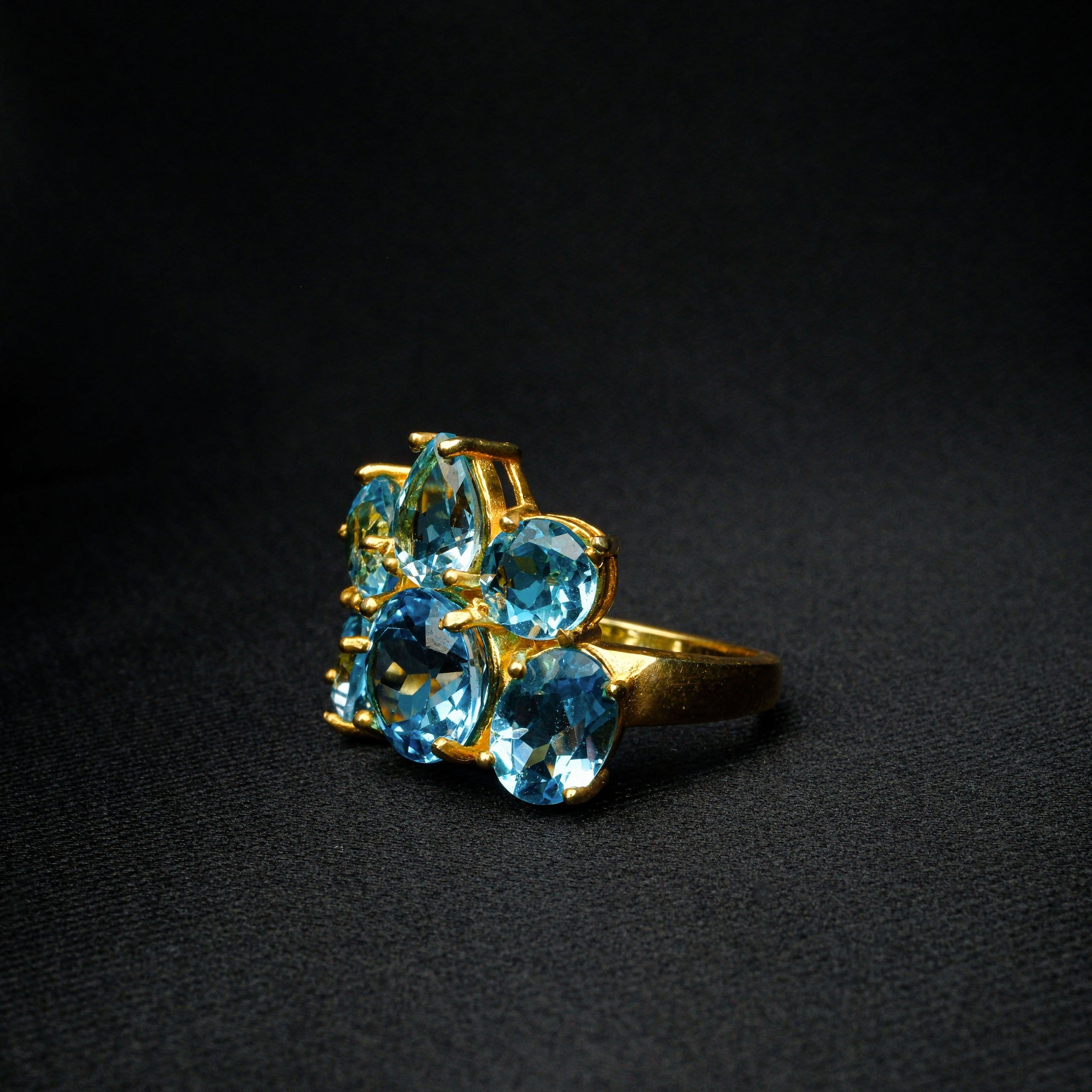 Topaz Yüzük Garantili DoğalTaş 925Ayar Gümüş Üzeri Altın Kaplama-Ayarlanabilir Ölçü
