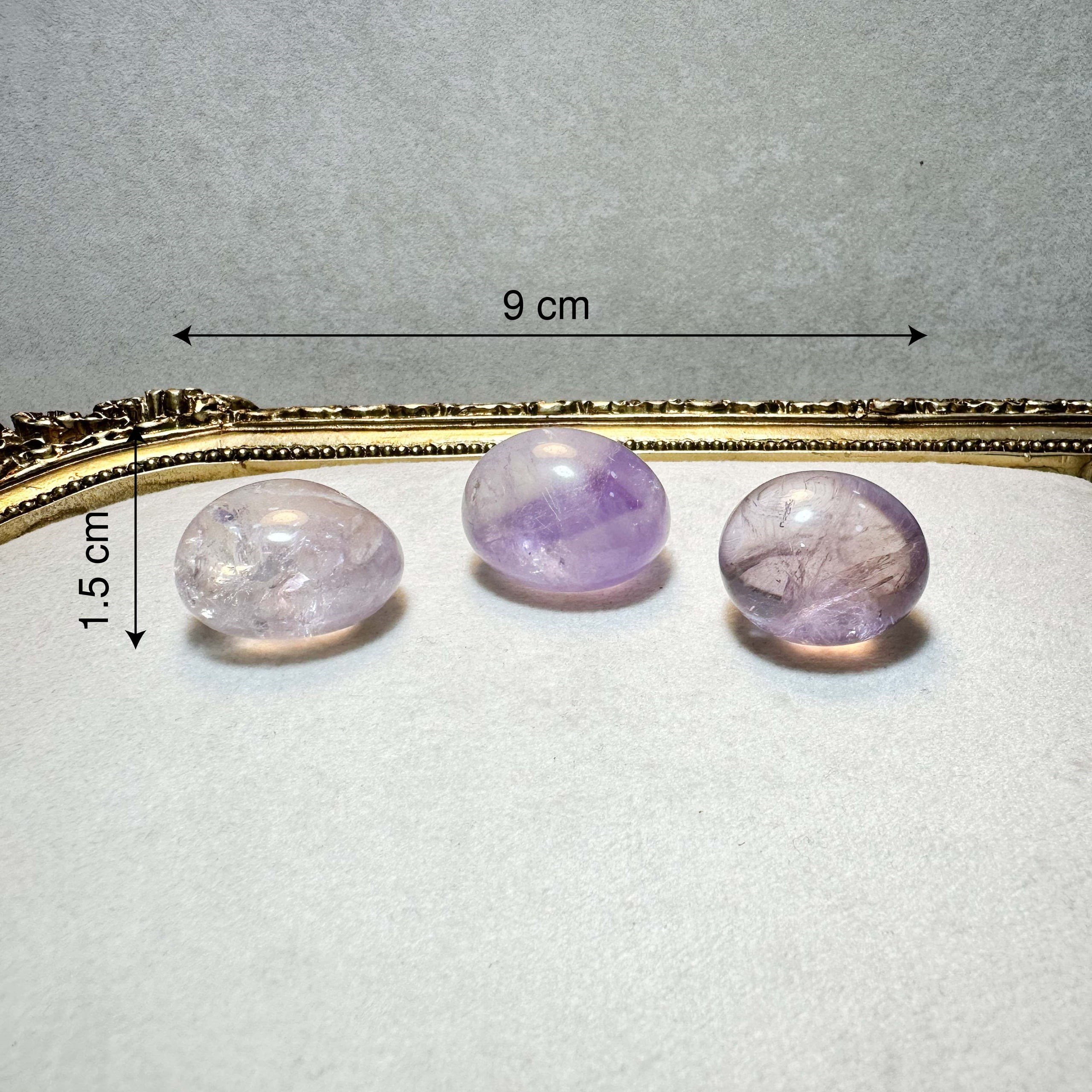 Yuvarlak Ametist 3’lü Doğal Taş Seti – 53,17 gr | Dota Mineral