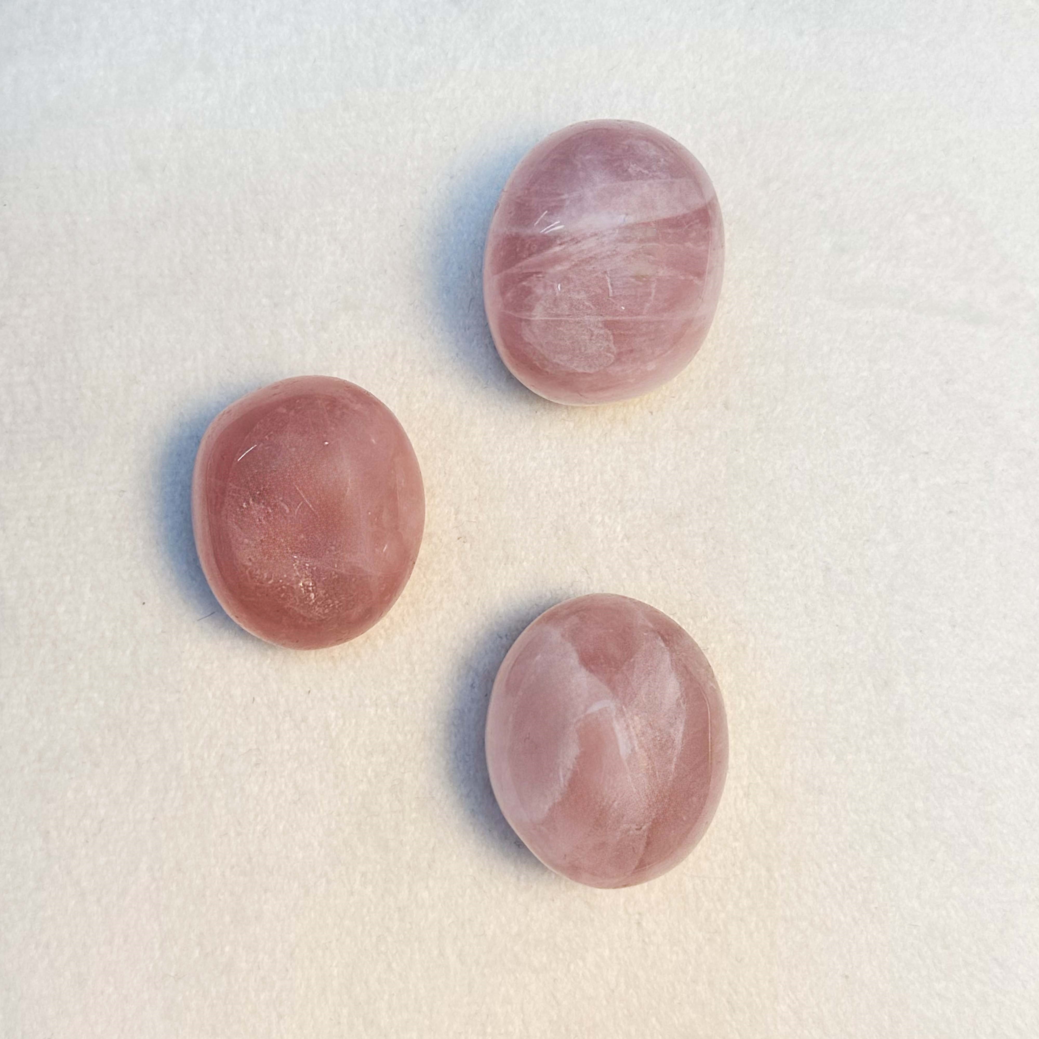 Yuvarlak Pembe Kuvars 3’lü Set 67,93 gr | Doğal Dekoratif Taş