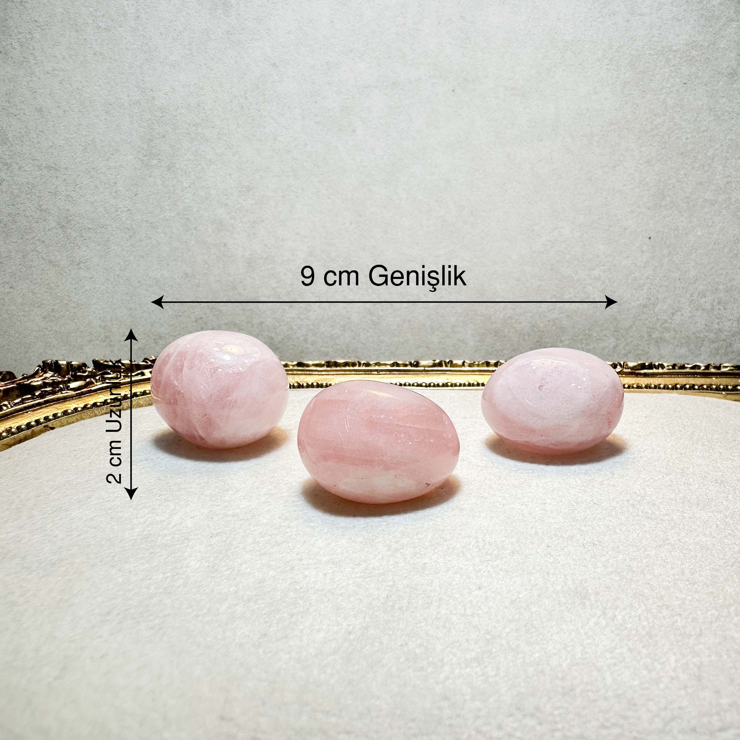 Yuvarlak Pembe Kuvars 3’lü Set 67,93 gr | Doğal Dekoratif Taş