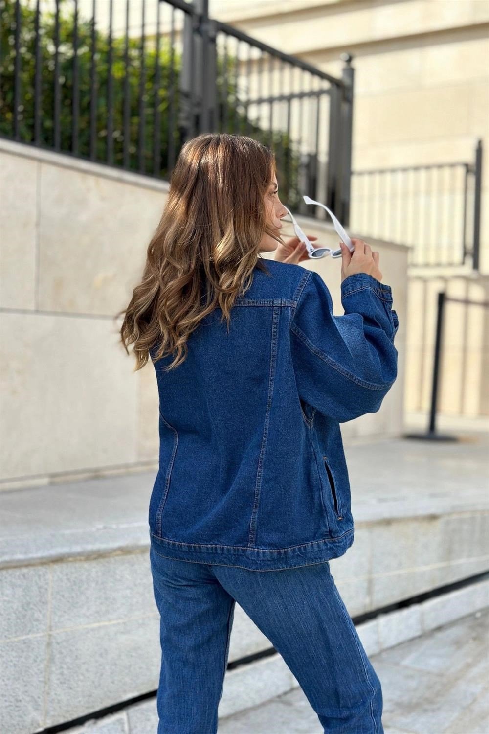 Kadın Laci Çift Cepli, Kaliteli Jeans Kumaş, Salaş Kot Ceket