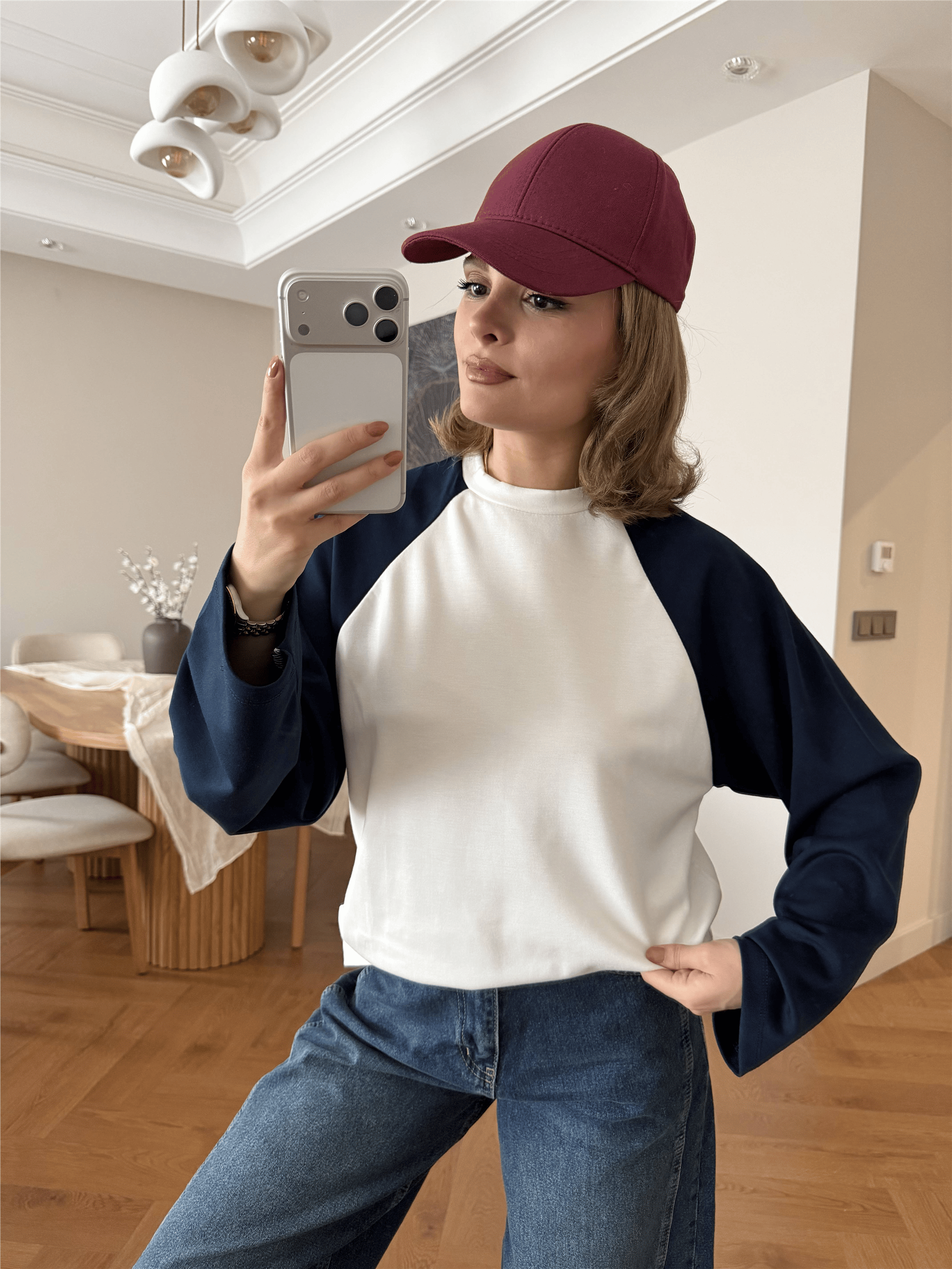 Reglan Kollu Kazak Lacivert