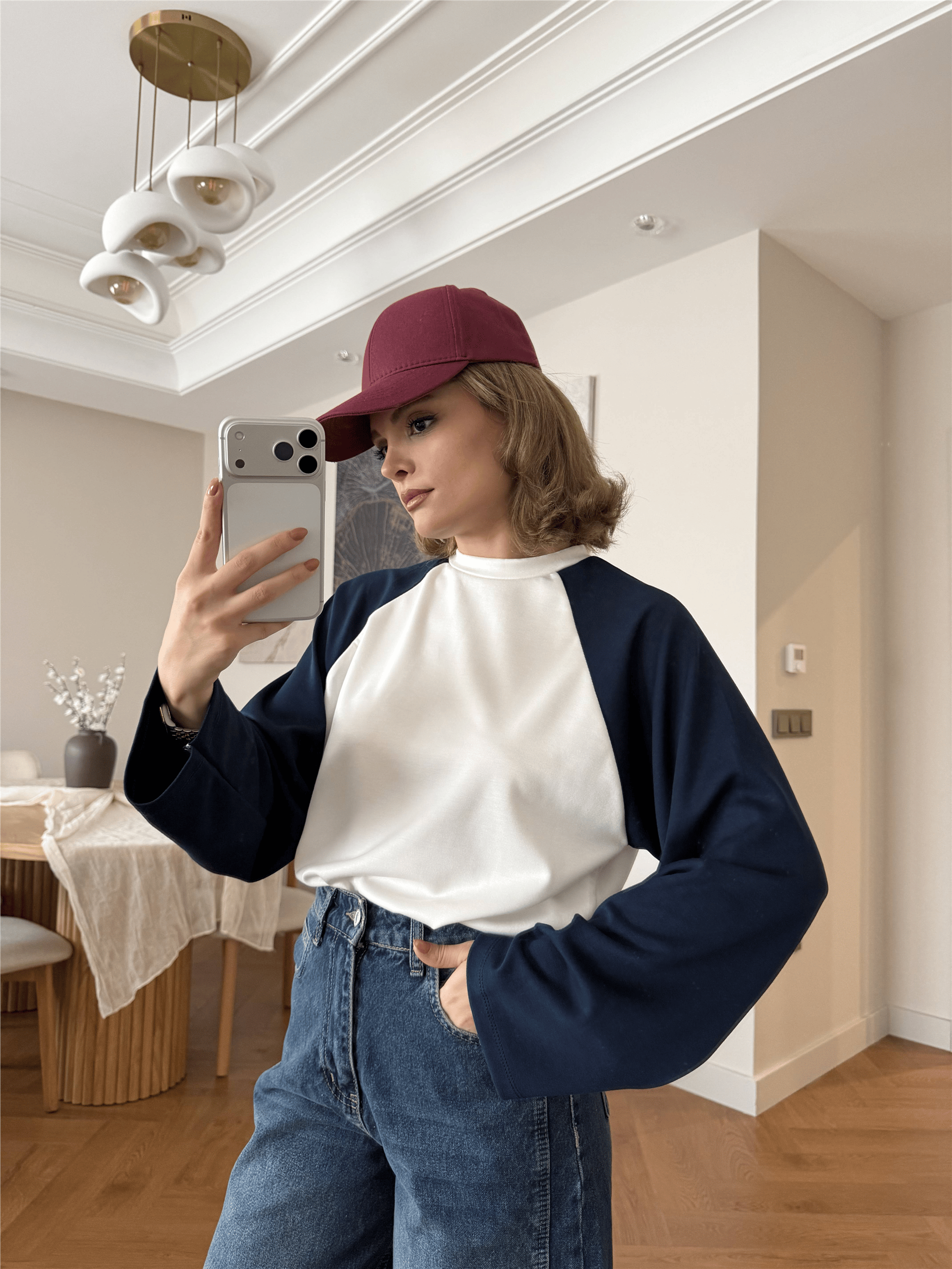 Reglan Kollu Kazak Lacivert