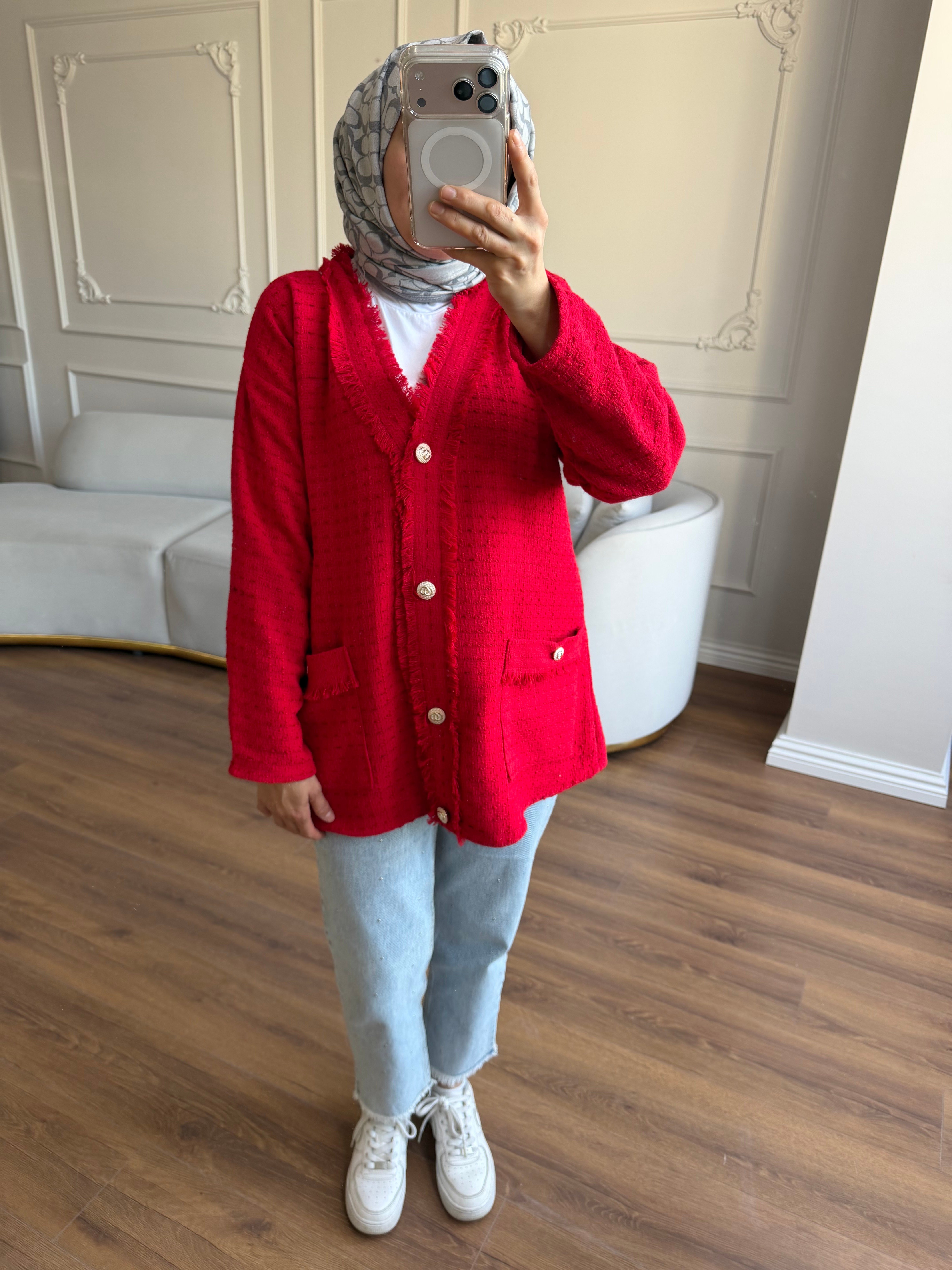 Sare Tuvit Kırmızı Hırka