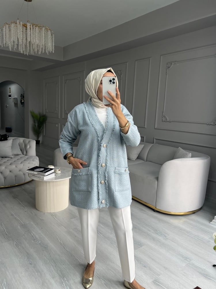 Sare Tüvit Mavi Hırka
