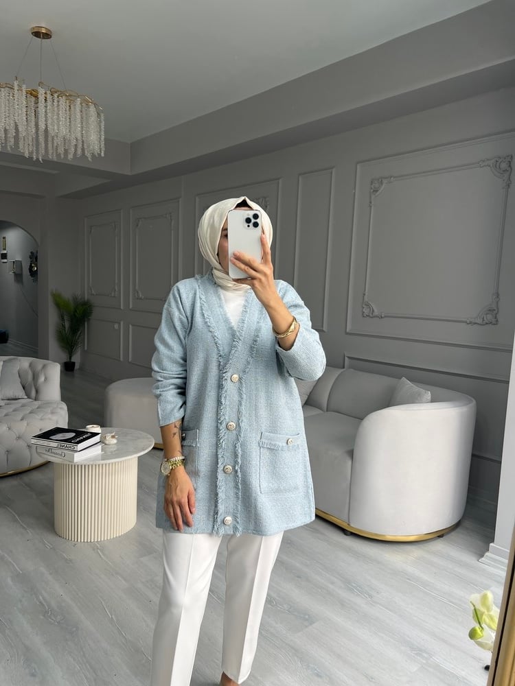 Sare Tüvit Mavi Hırka