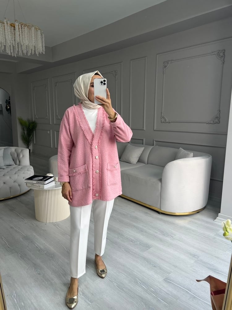 Sare Tüvit Pembe Hırka