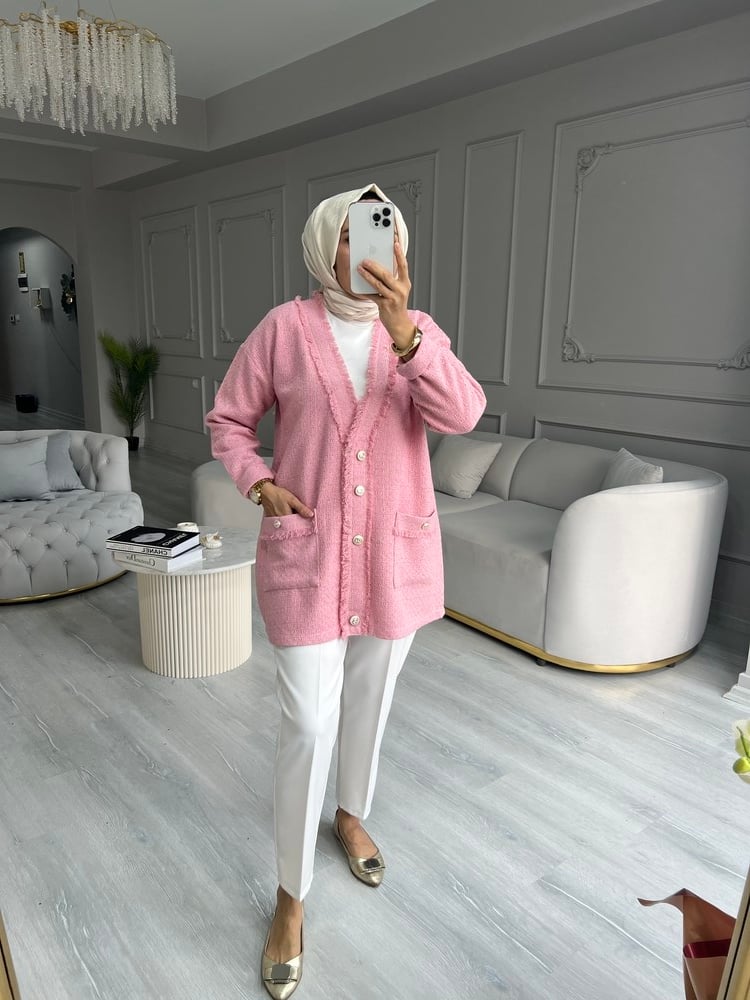 Sare Tüvit Pembe Hırka