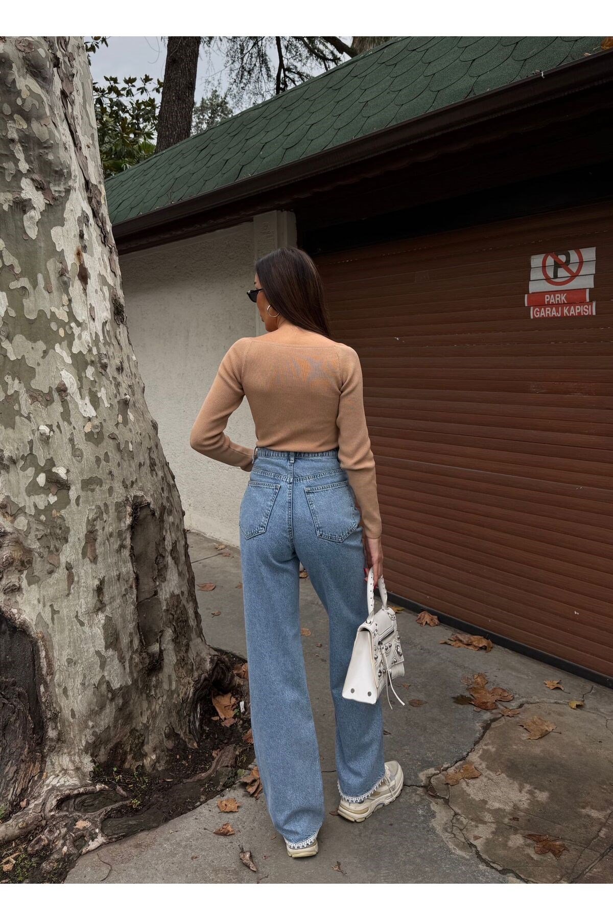 Bear Kot Pantolon Dantel Paça Straight / Regular Fit Yüksek Bel %100 Pamuk