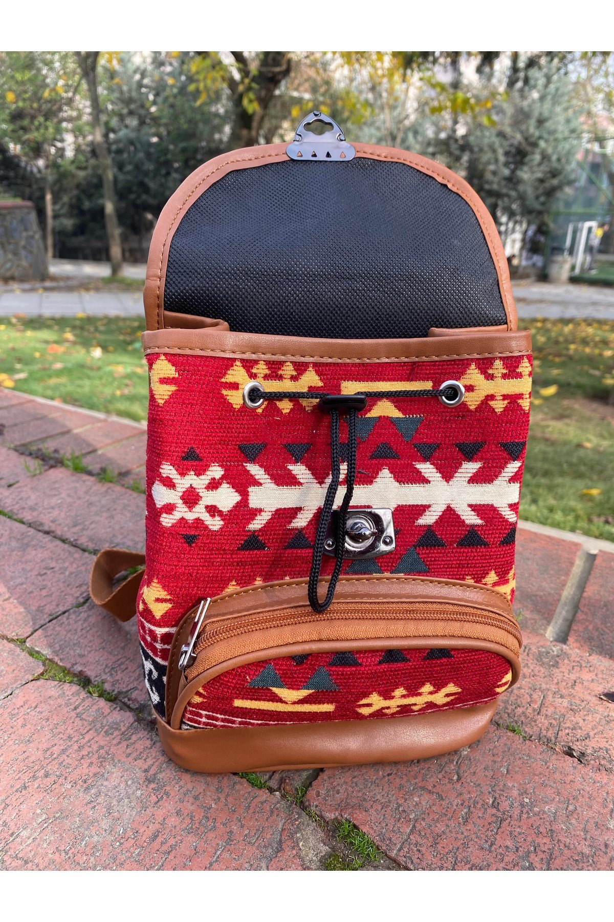 Jeanolog Etnik Dokuma Mini Sırt Çantası Bohem (Desen konumları değişebilir)
