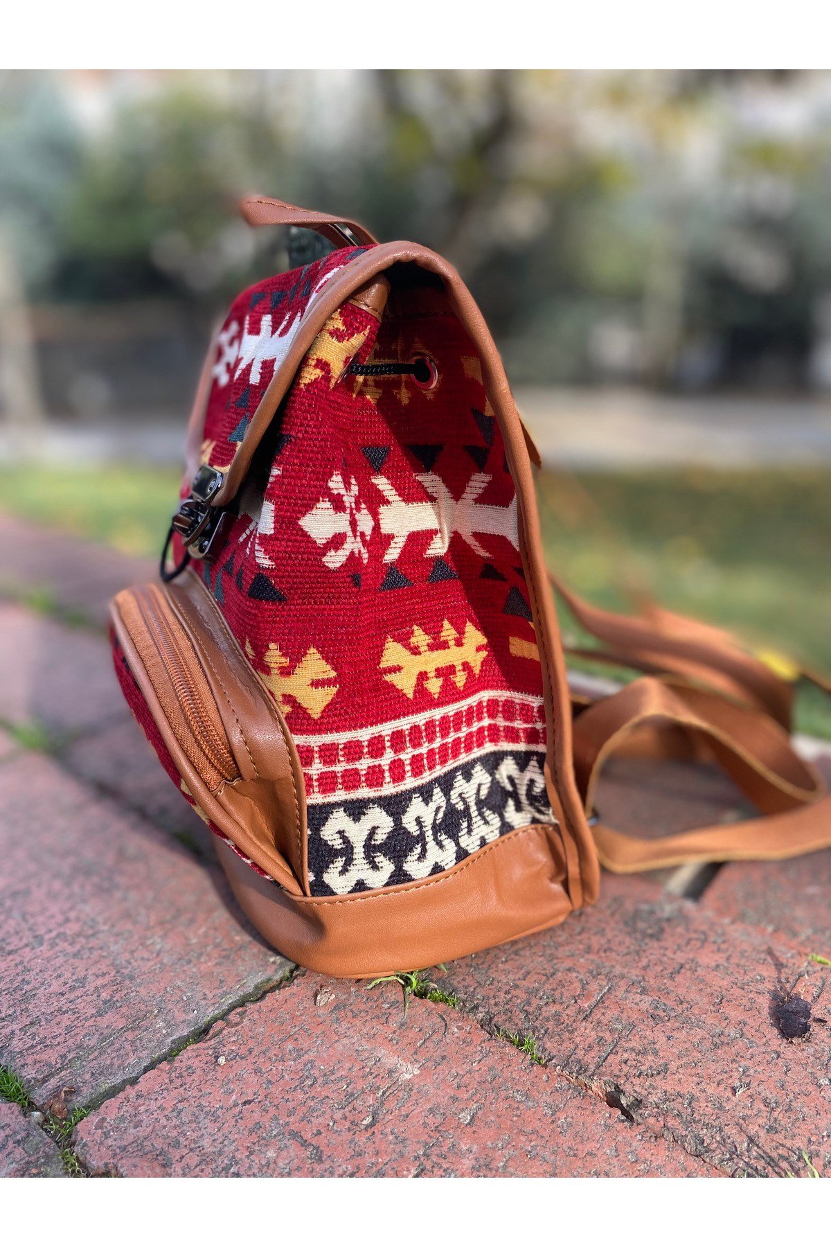 Jeanolog Etnik Dokuma Mini Sırt Çantası Bohem (Desen konumları değişebilir)