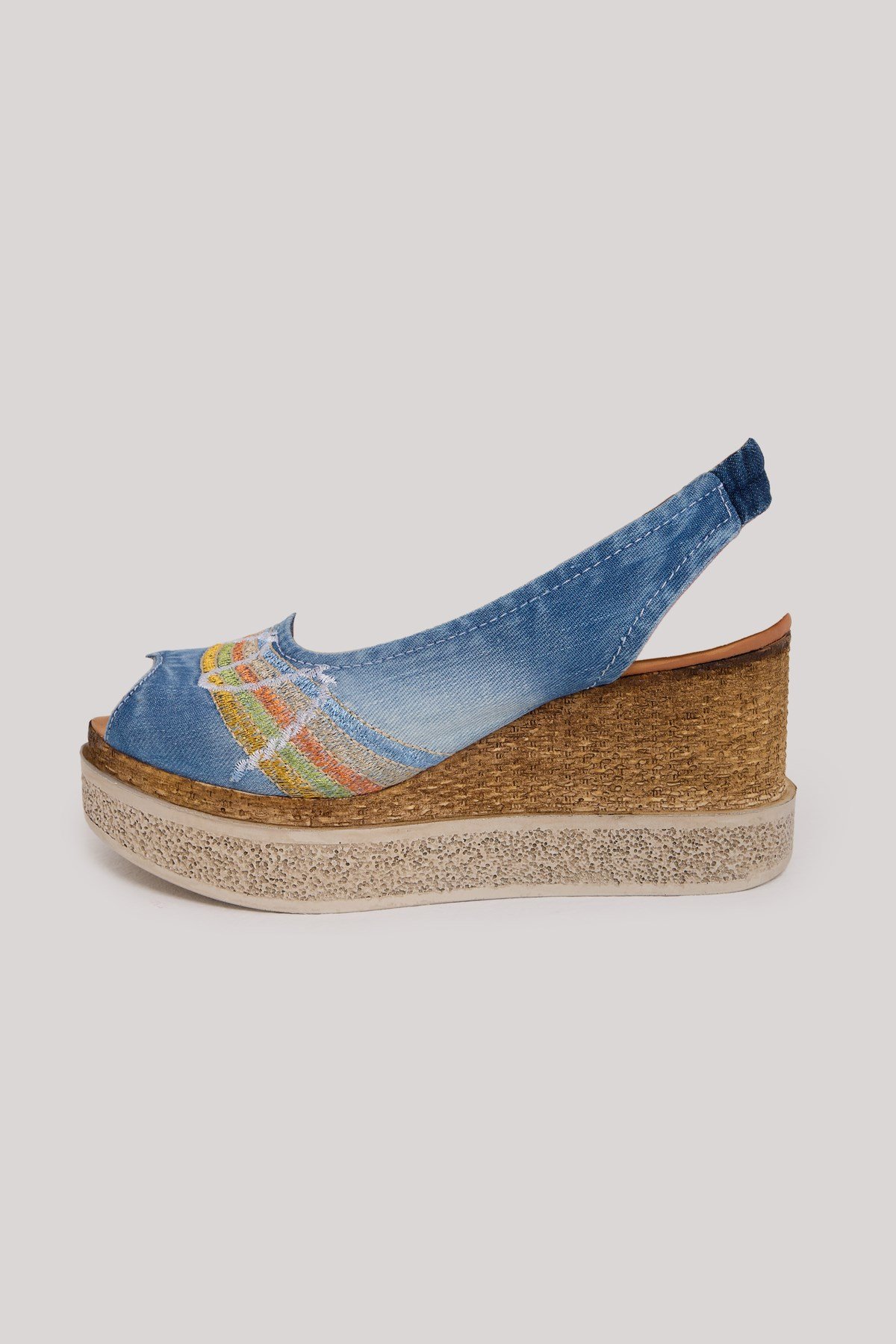 JEANOLOG KOT SANDALET SLIP-ON HASIR DESENLİ TABAN NAKIŞ DETAYLI DERİ İÇ TABAN