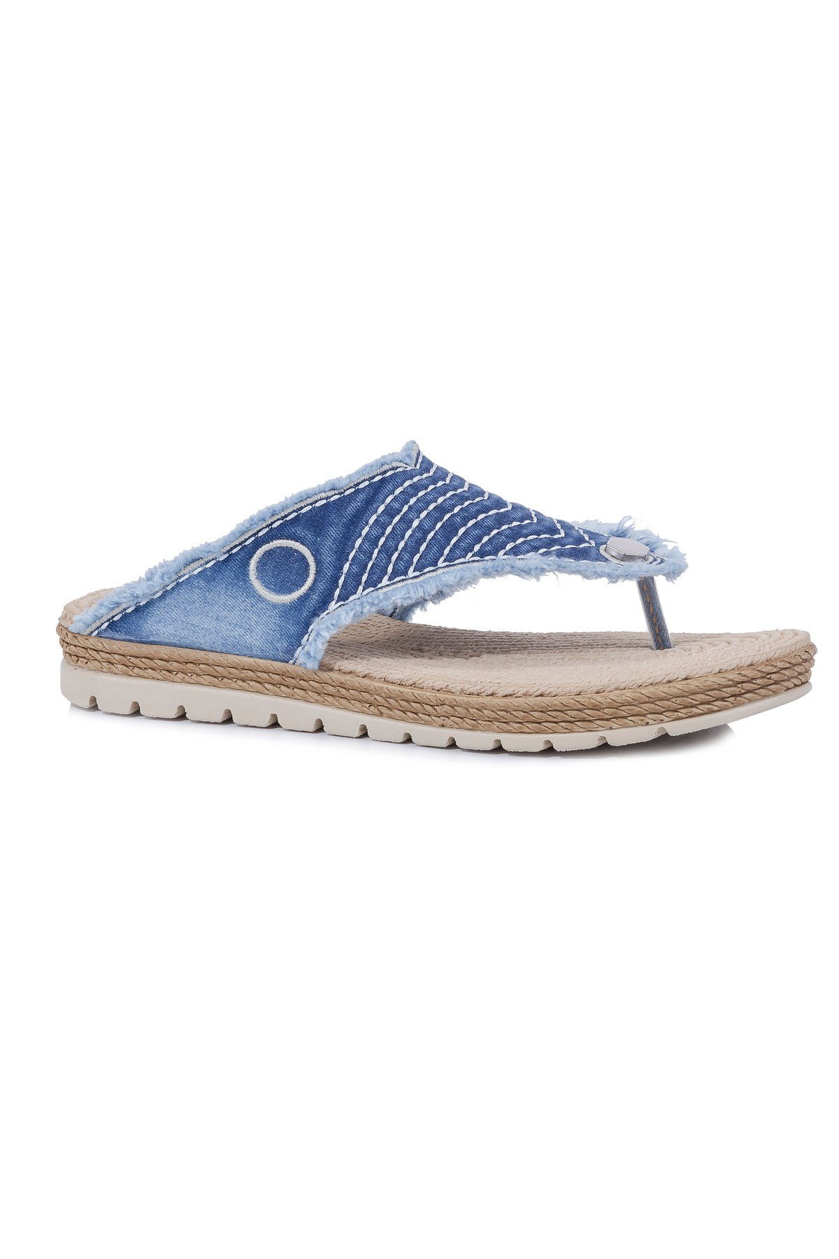 JEANOLOG KOT TERLİK SOFT TABAN HASIR DESEN PARMAK ARASI CASUAL TERLİK