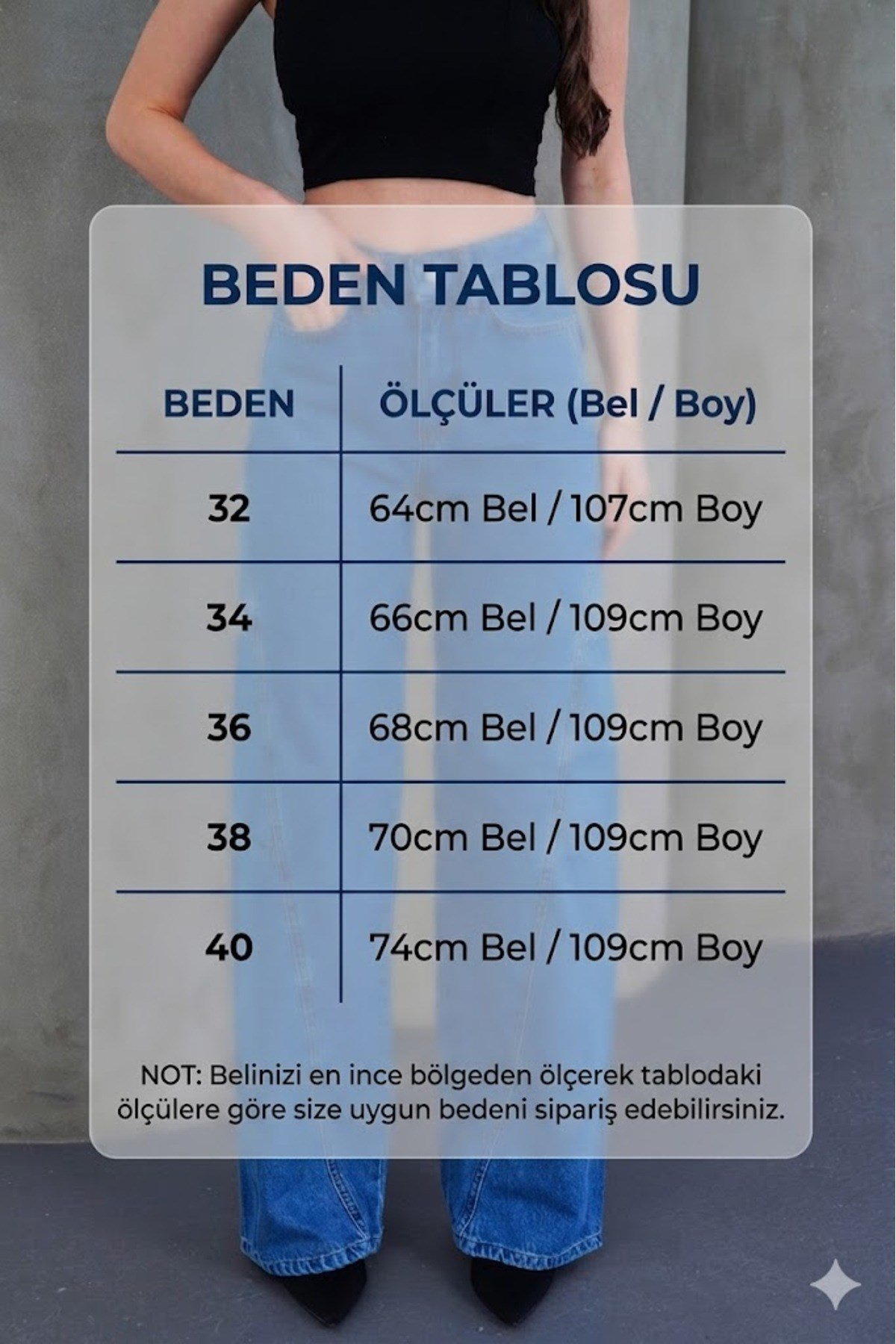 Yüksek Bel Panel Dikişli Loose Fit Wide Leg Mavi Jean (Dar kalıp bir beden büyük tavsiye edilir)