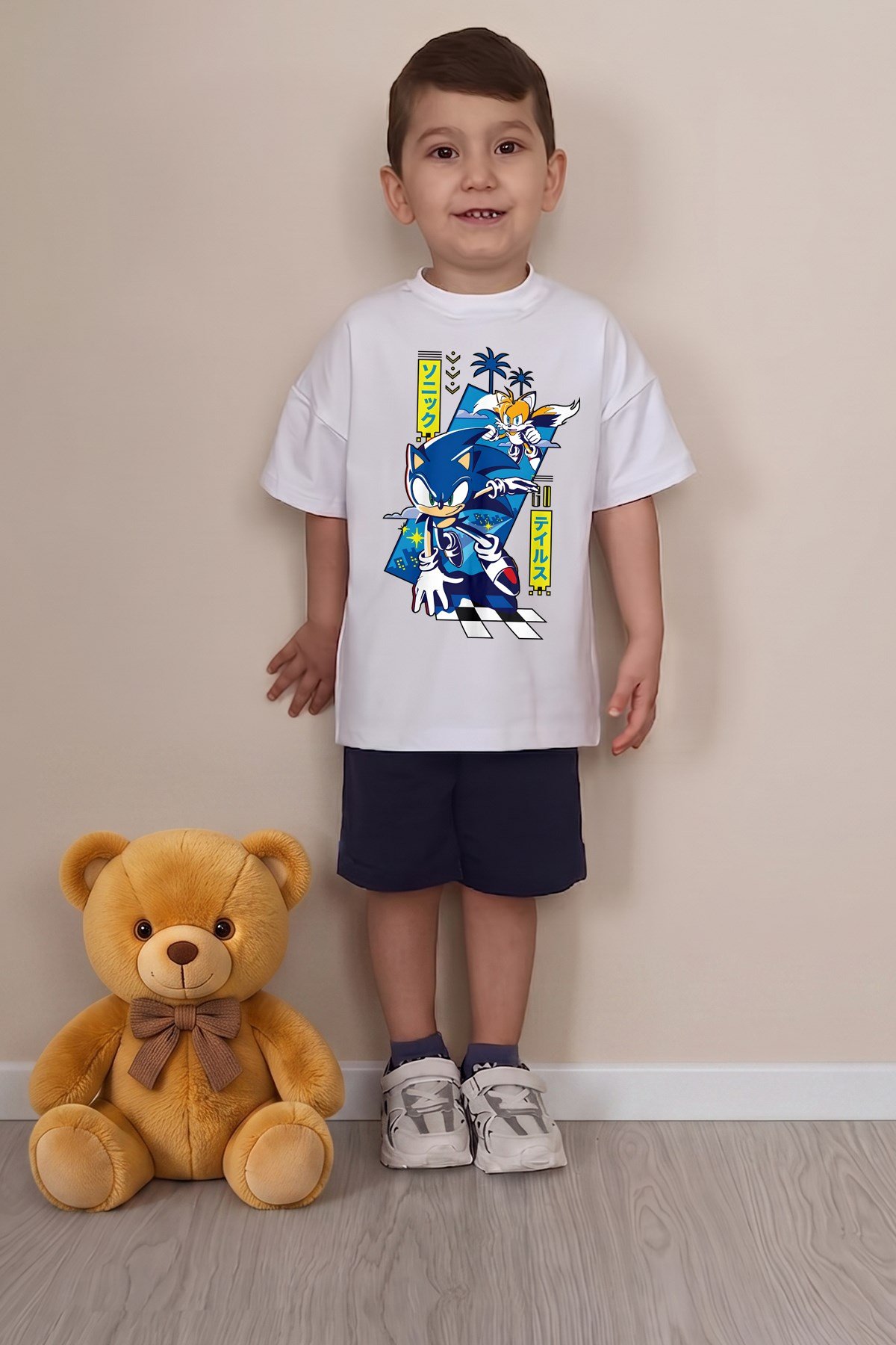 Erkek Çocuk Üst Oversize Tişört Alt Şort Bly Tasarım6 Alt Üst Takım