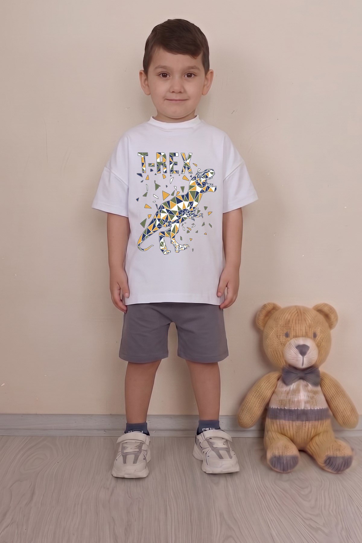 Erkek Çocuk Üst Oversize Tişört Alt Şort Bly Tasarım2 Alt Üst Takım