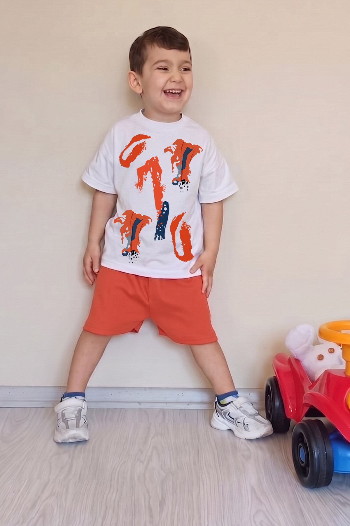Erkek Çocuk Üst Oversize Tişört Alt Şort Bly Karma Desen Tasarım19 Alt Üst Takım