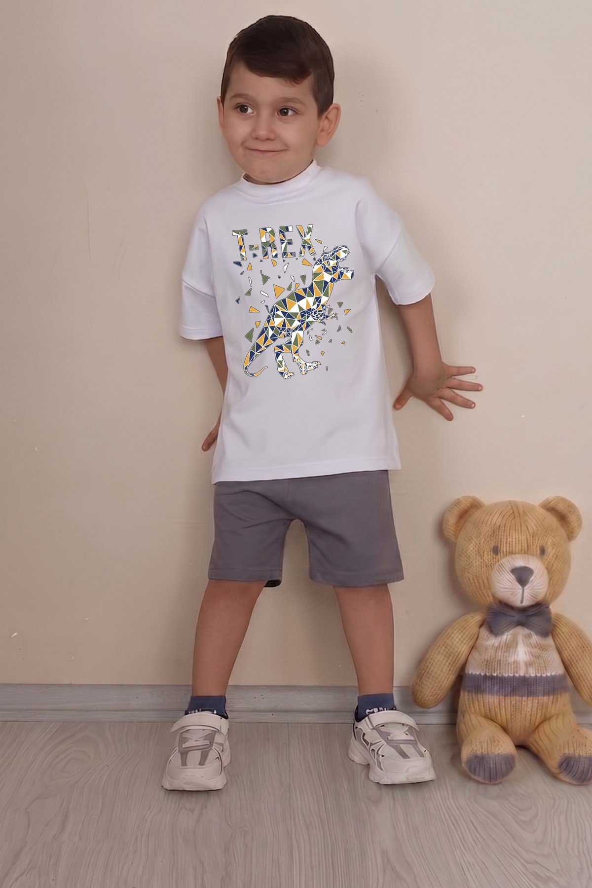Erkek Çocuk Üst Oversize Tişört Alt Şort Bly Tasarım2 Alt Üst Takım