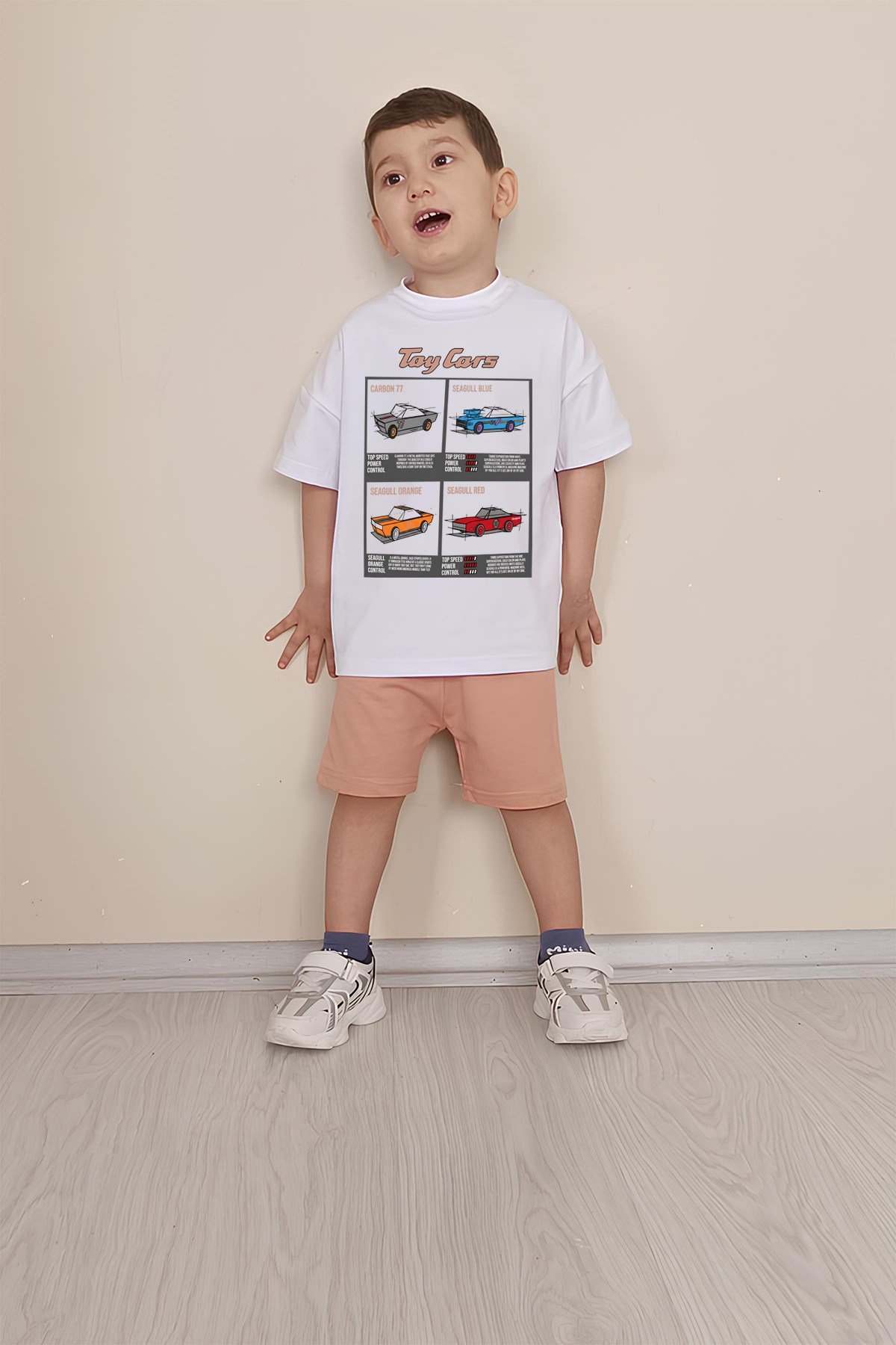 Erkek Çocuk Üst Oversize Tişört Alt Şort Bly Araba Tasarım7 Alt Üst Takım