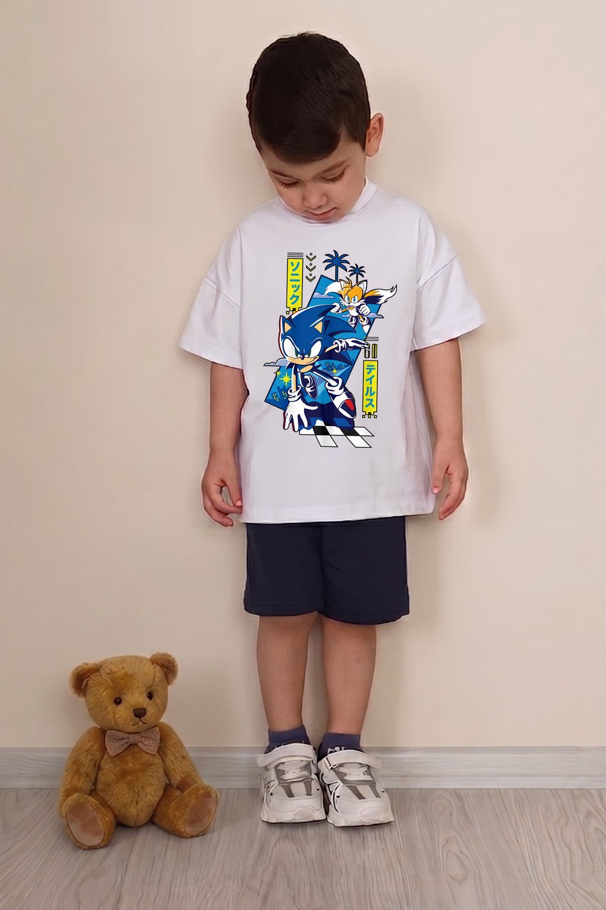 Erkek Çocuk Üst Oversize Tişört Alt Şort Bly Tasarım6 Alt Üst Takım