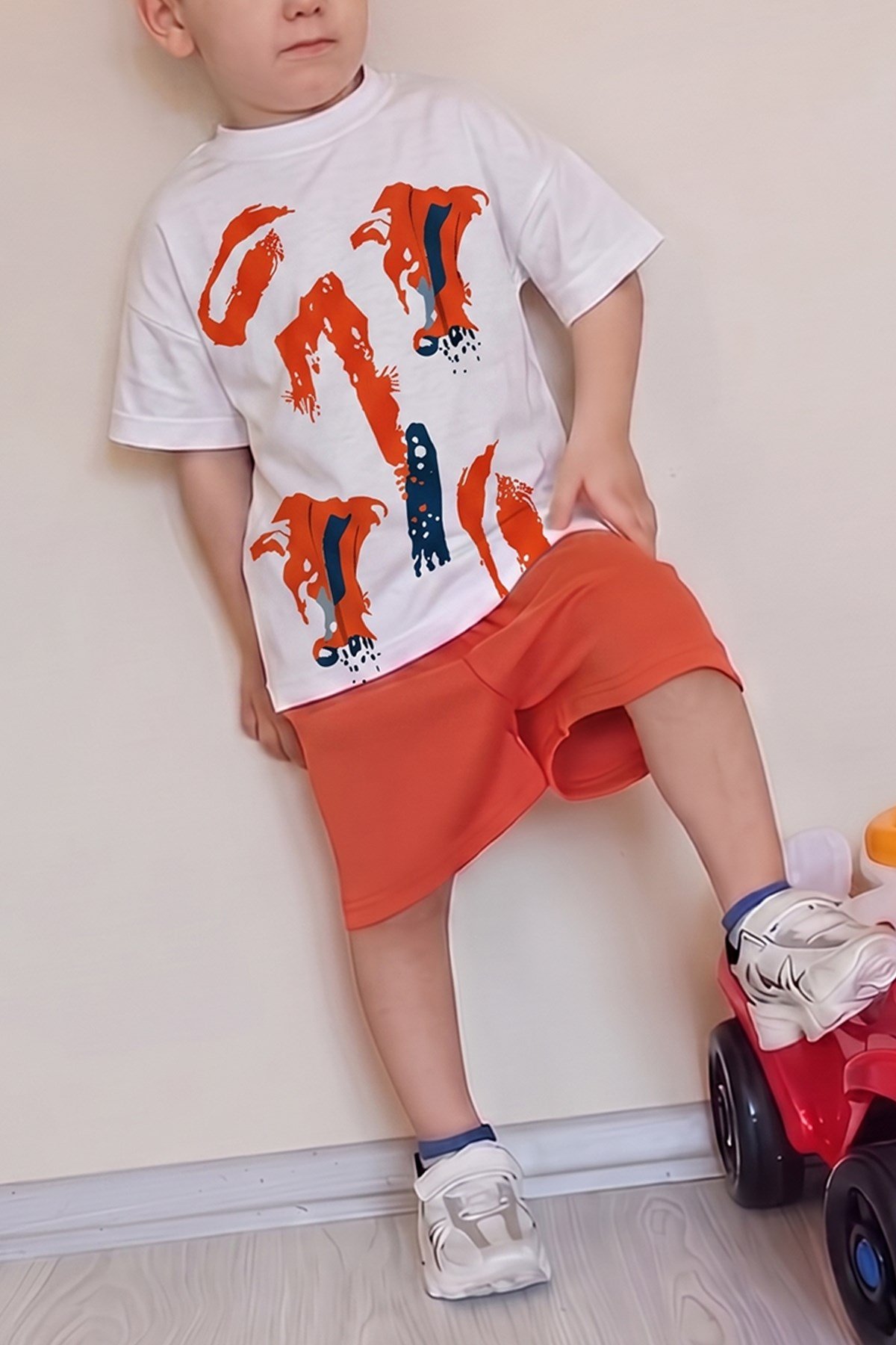 Erkek Çocuk Üst Oversize Tişört Alt Şort Bly Karma Desen Tasarım19 Alt Üst Takım