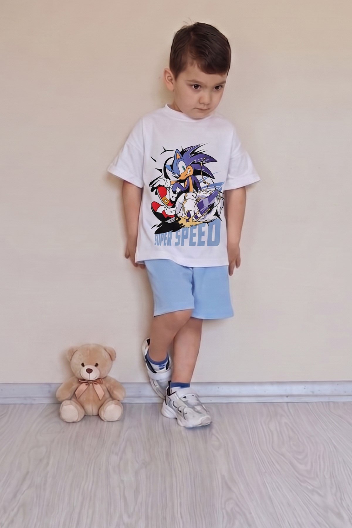 Erkek Çocuk Üst Oversize Tişört Alt Şort Bly Tasarım9 Alt Üst Takım