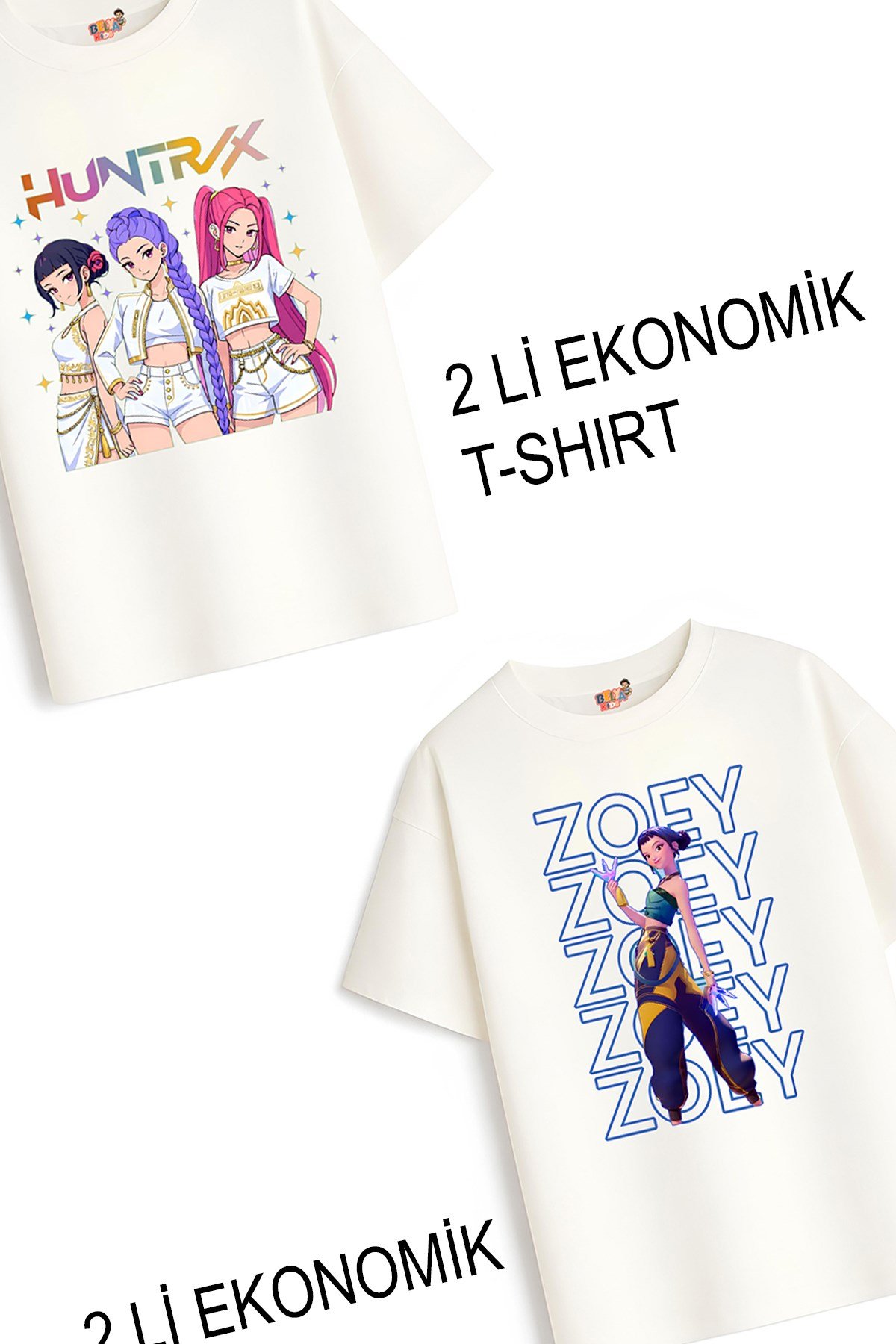 Kız Çocuk 10 Hunters Huntrix Tasarım 2 li Ekonomik Paket T-shirtler