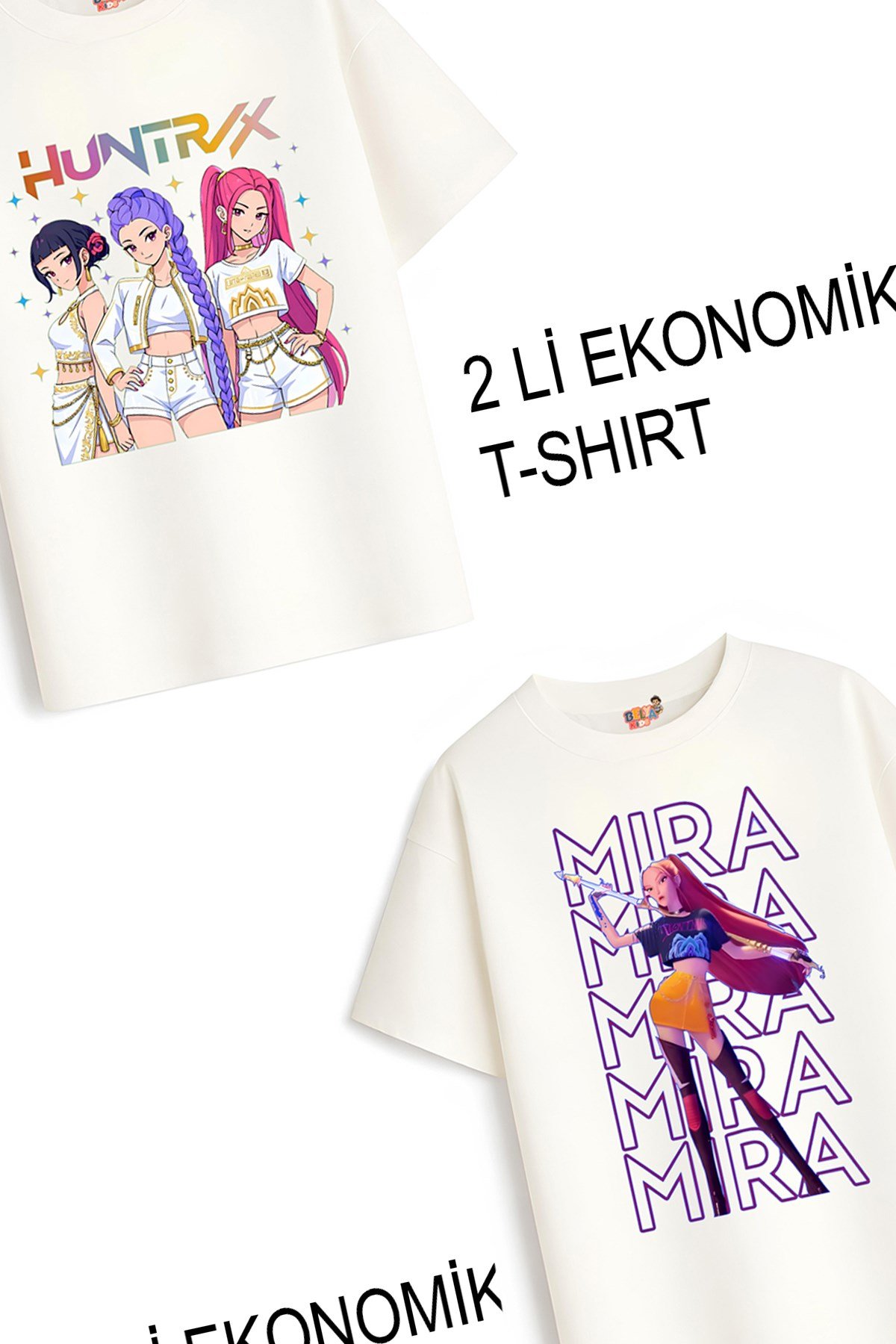 Kız Çocuk 11 Hunters Huntrix Tasarım 2 li Ekonomik Paket T-shirtler