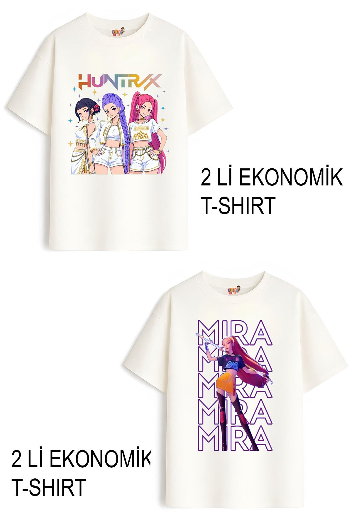 Kız Çocuk 11 Hunters Huntrix Tasarım 2 li Ekonomik Paket T-shirtler