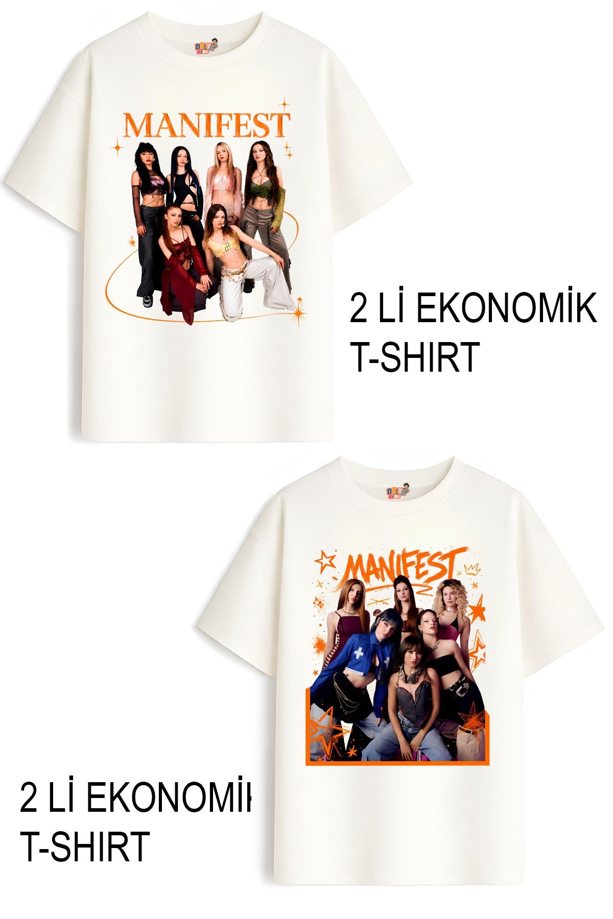 Kız Çocuk 12 Manifest Tasarım 2 li Ekonomik Paket T-shirtler