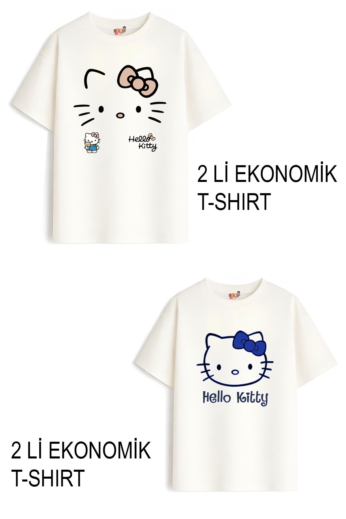 Kız Çocuk 3 Hello Tasarım 2 li Ekonomik Paket T-shirtler